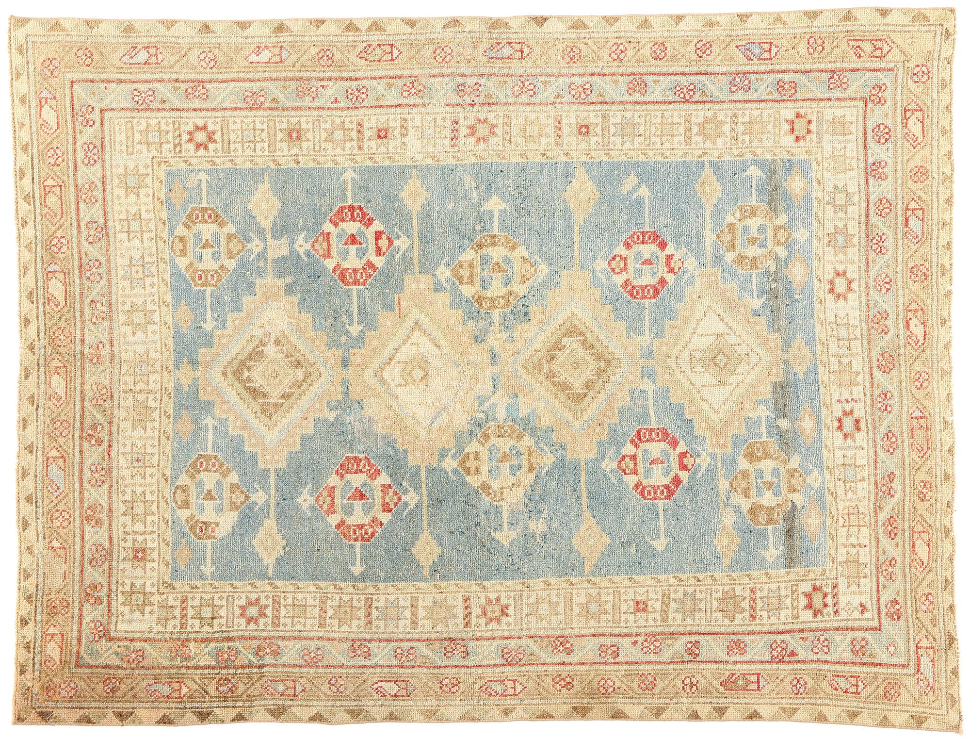 1920's Antique Blue Persian Shiraz Rug, 05'02 x 06'09 For Sale 3