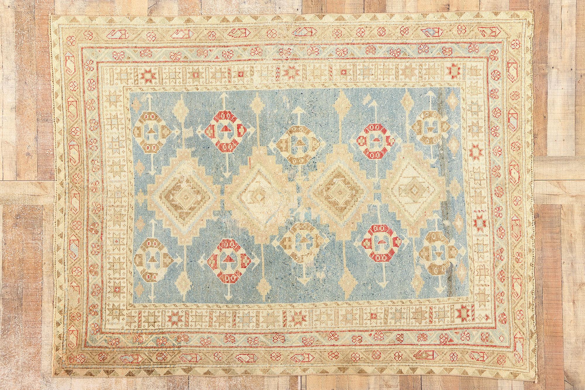 1920's Antique Blue Persian Shiraz Rug, 05'02 x 06'09 For Sale 2