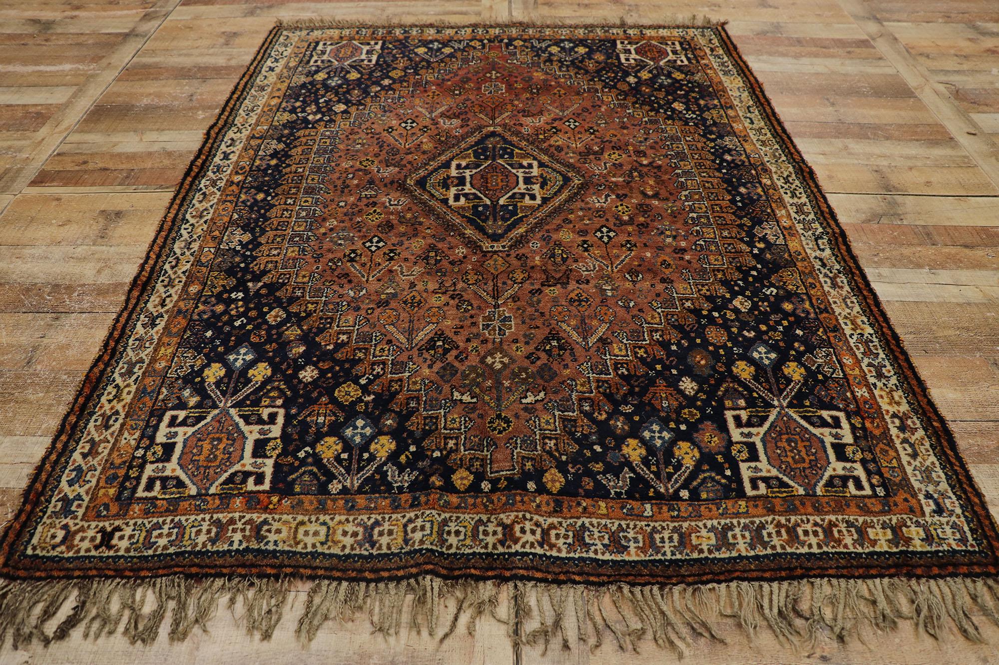 Antique Persian Shiraz Rug with Tribal Style For Sale 1