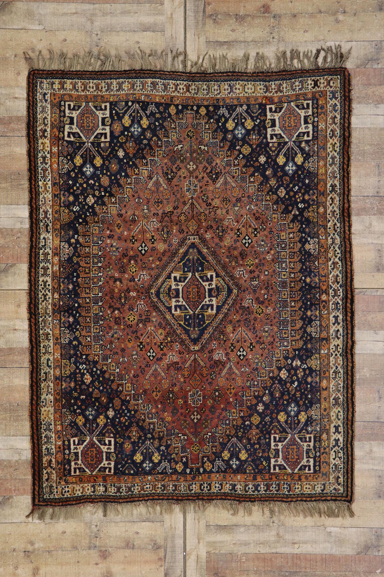 Antique Persian Shiraz Rug with Tribal Style For Sale 2