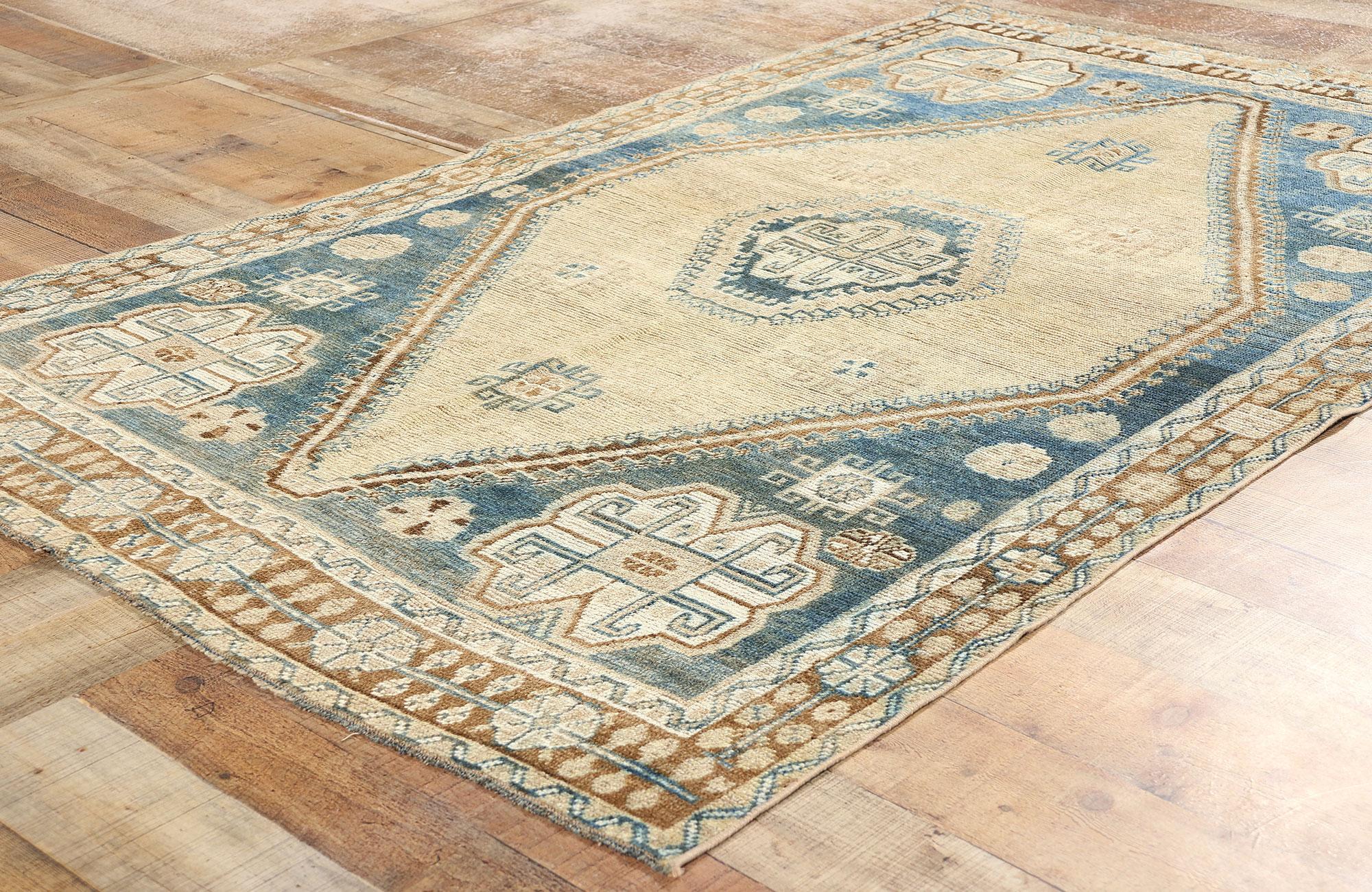 Wool Antique Blue Persian Shiraz Rug  For Sale