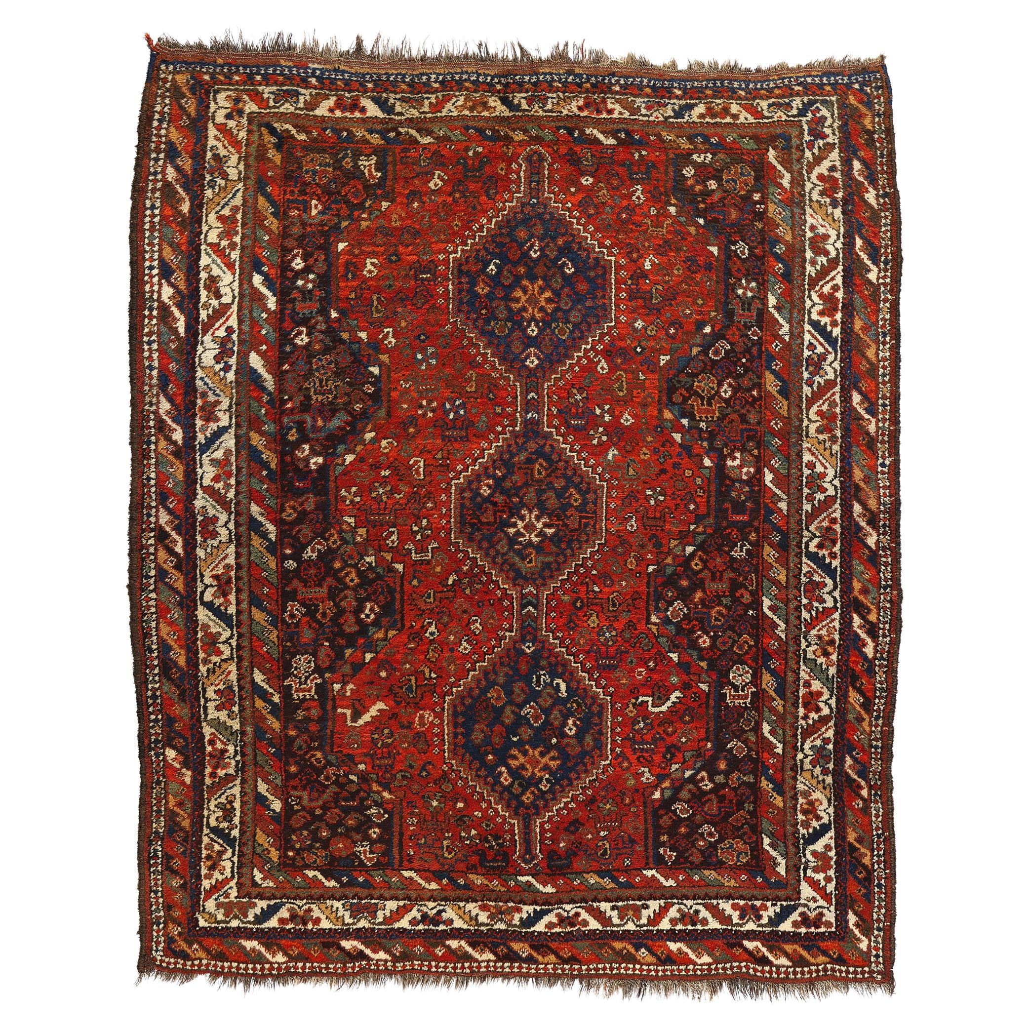 Fin du 19e siècle - Tapis persan antique de Chiraz