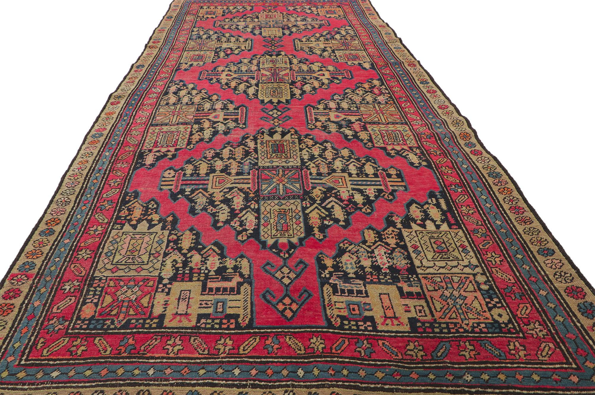 Hand-Knotted Antique Persian Shiraz Runner For Sale