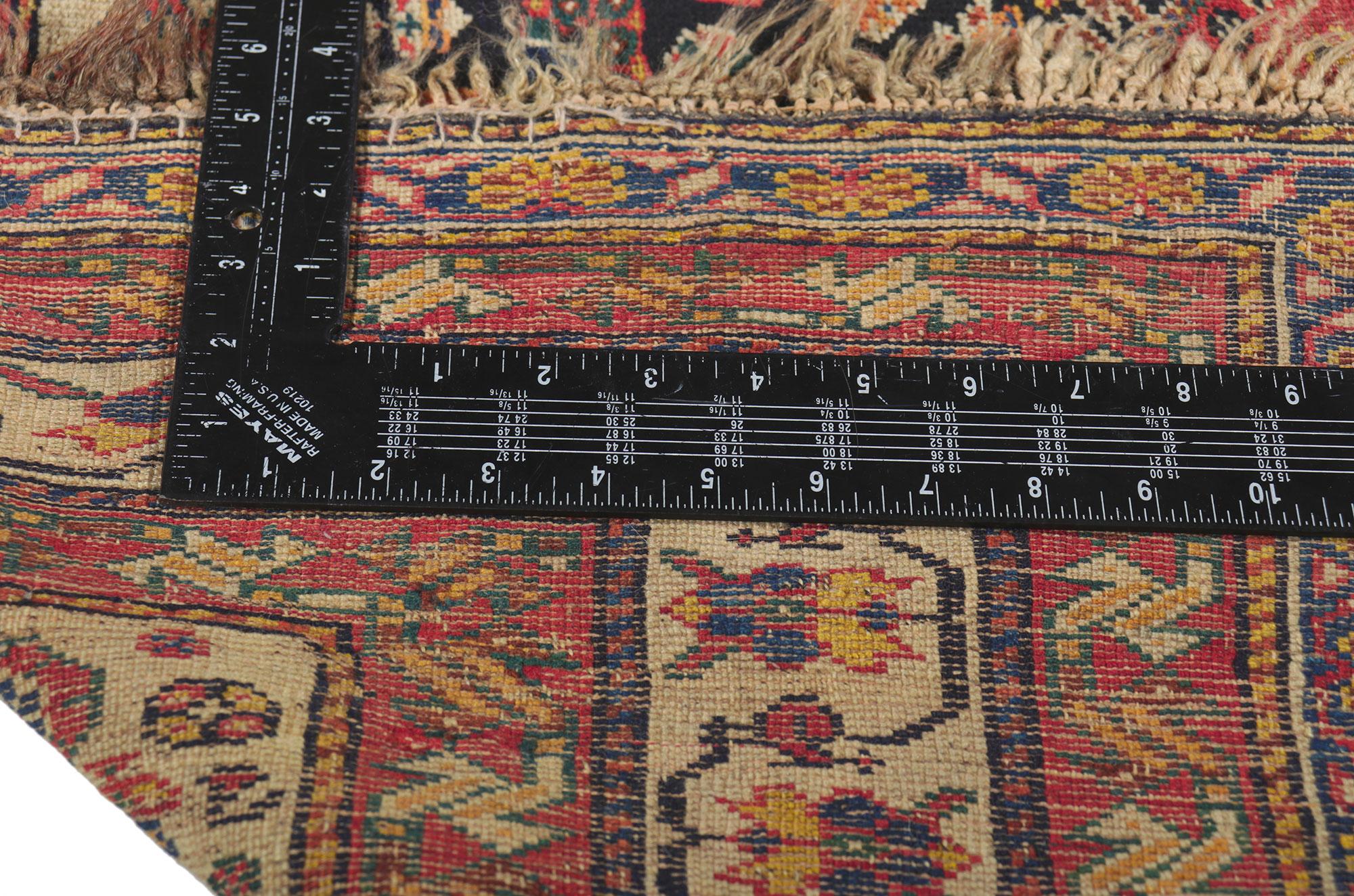 Hand-Knotted Antique Persian Shiraz Runner For Sale