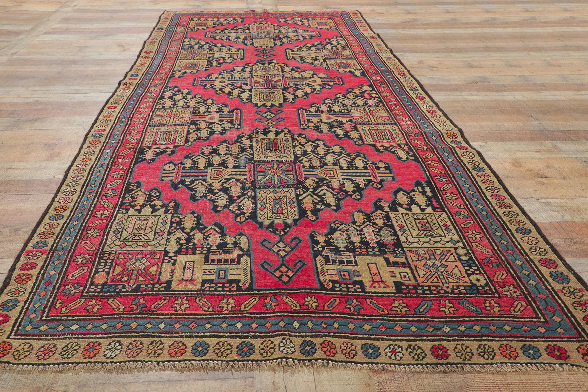 Wool Antique Persian Shiraz Runner For Sale