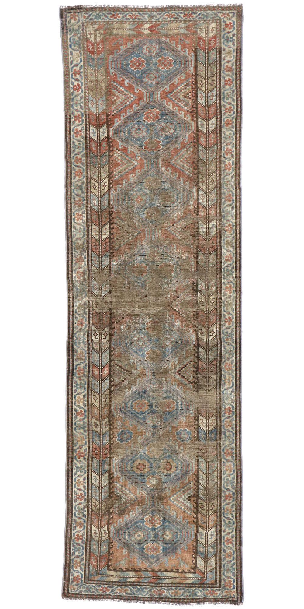 Antique Persian Shiraz Runner with Rustic Tribal Style For Sale 3