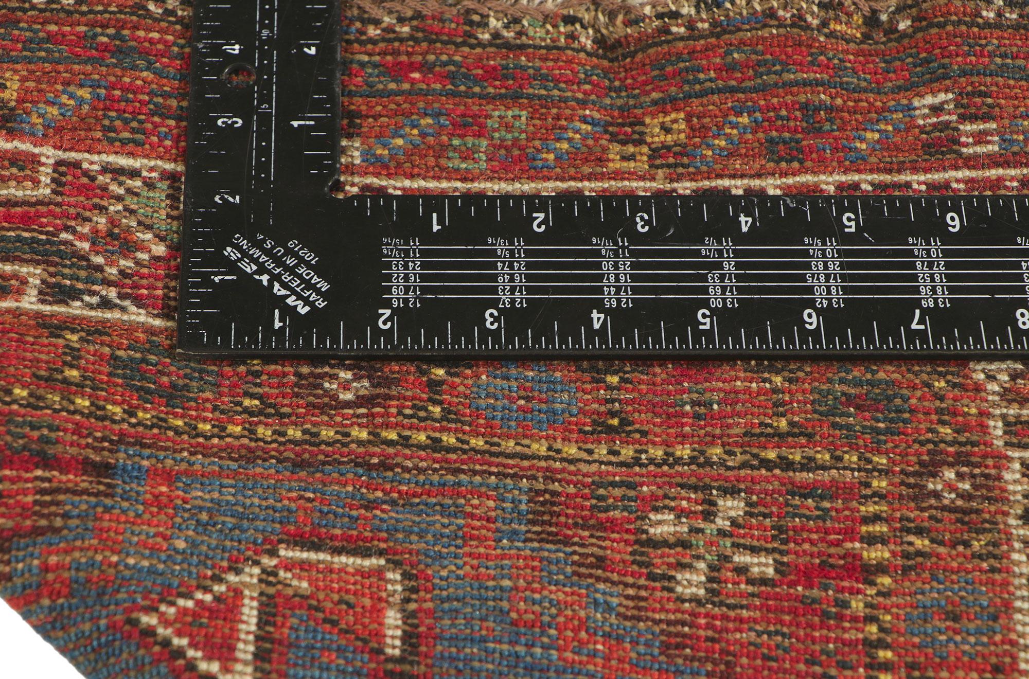 Antique Persian Shiraz Tribal Rug In Distressed Condition For Sale In Dallas, TX