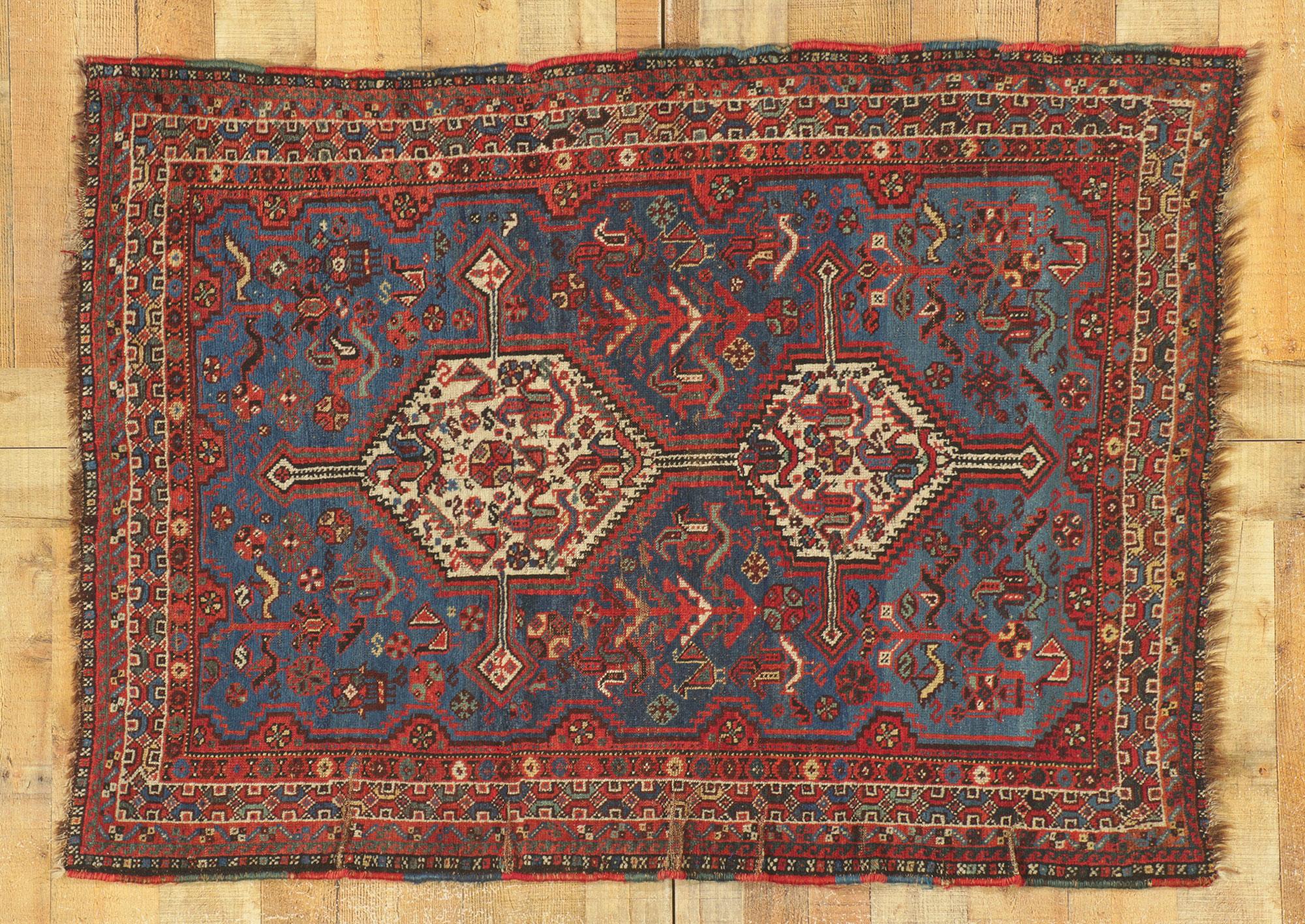 20th Century Antique Persian Shiraz Tribal Rug For Sale