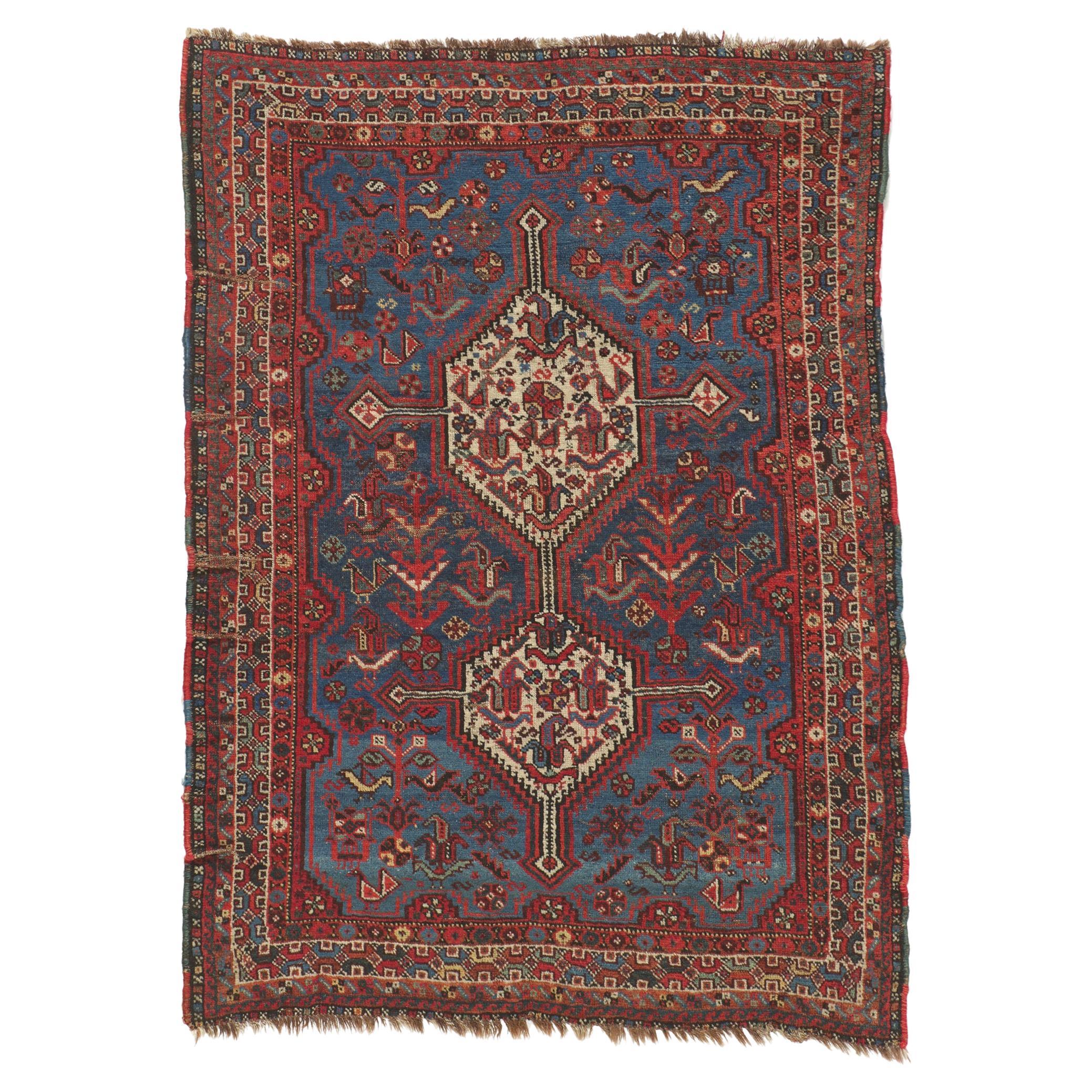 Antique Persian Shiraz Tribal Rug For Sale