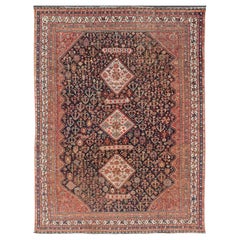 Antique Persian Shiraz With Medallion and Intricate Design   7'1 X 9'9