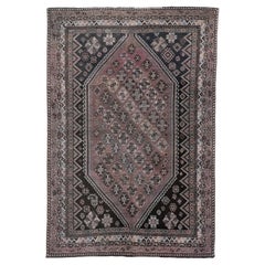Antique Persian Shiraz with Diamond Medallion and Tribal Motifs
