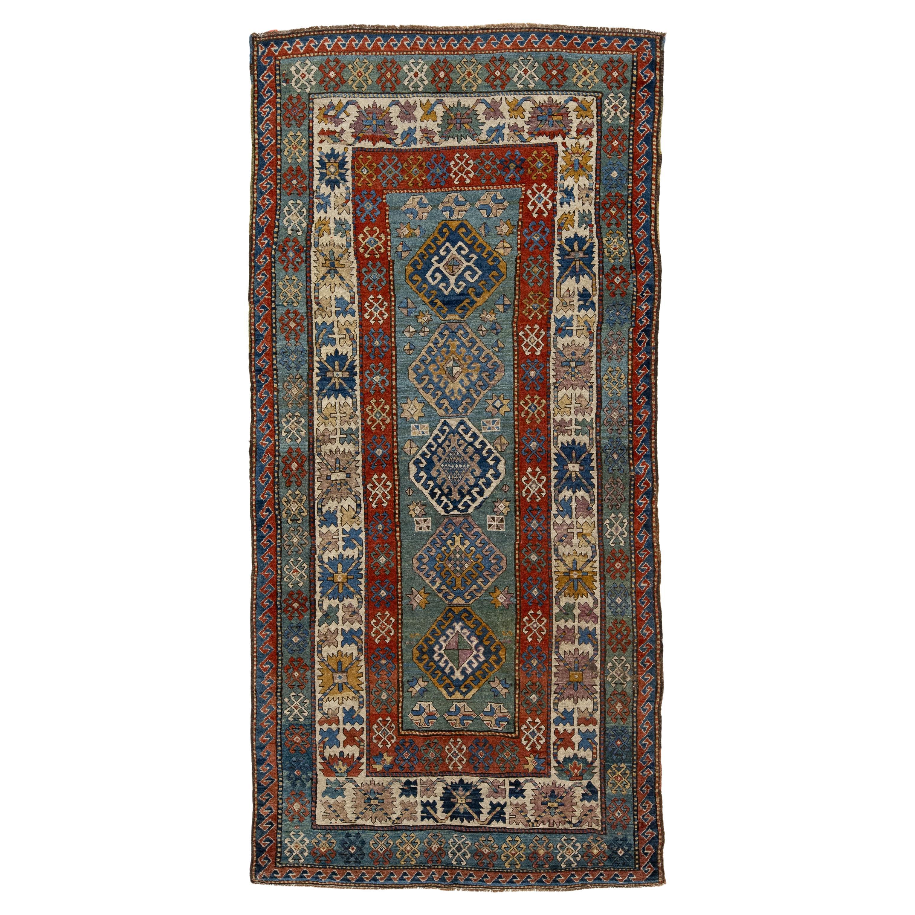 Antique Persian Shirvan Blue Wool Rug With Chic Design
