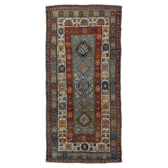 Antique Persian Shirvan Blue Wool Rug With Chic Design