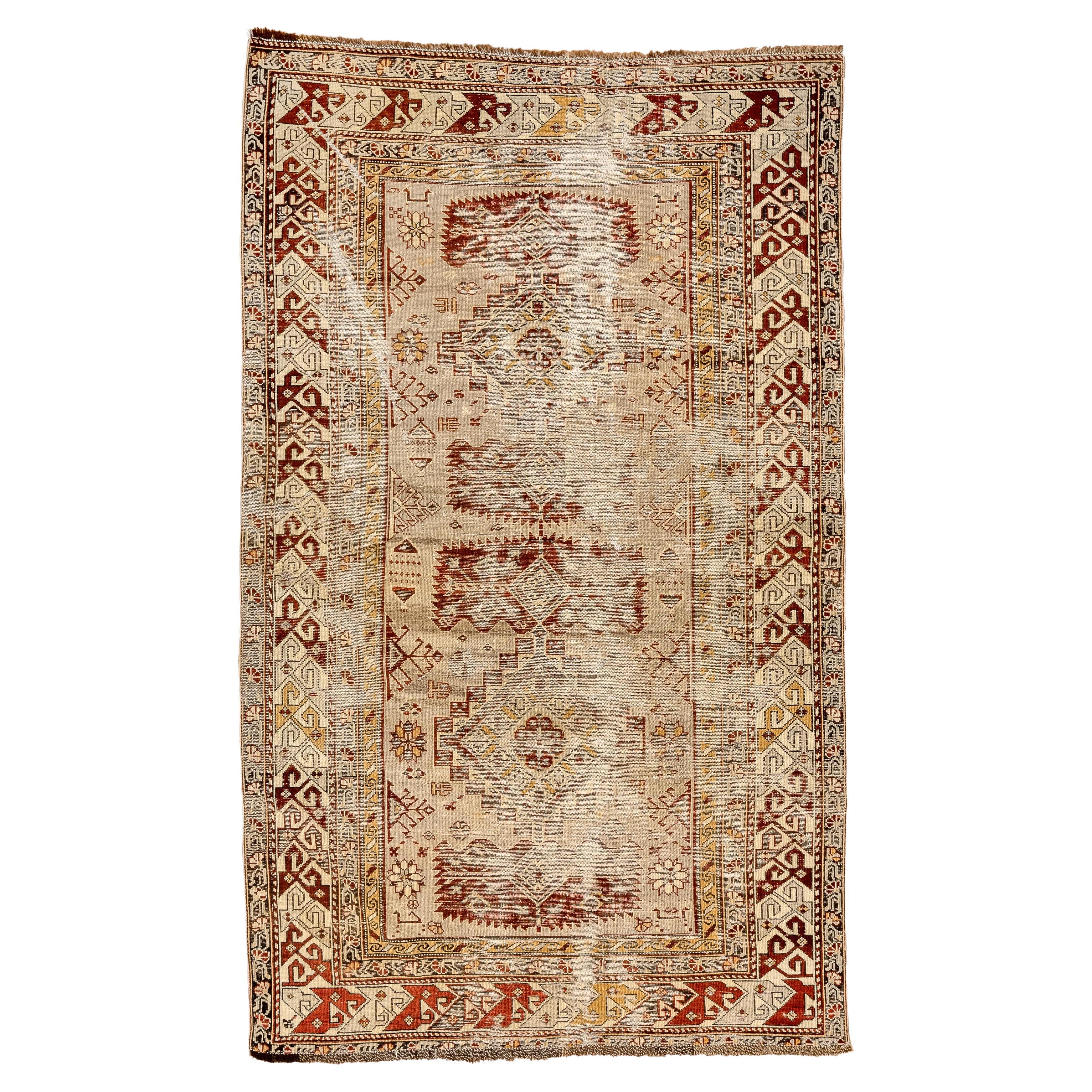 Antikes persisches Shirvan-Doppelmedaillon aus Gelbgold im Used-Look im Used-Look im Angebot