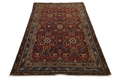 Antique Persian Shirvan Red Wool Rug With Geometric Design