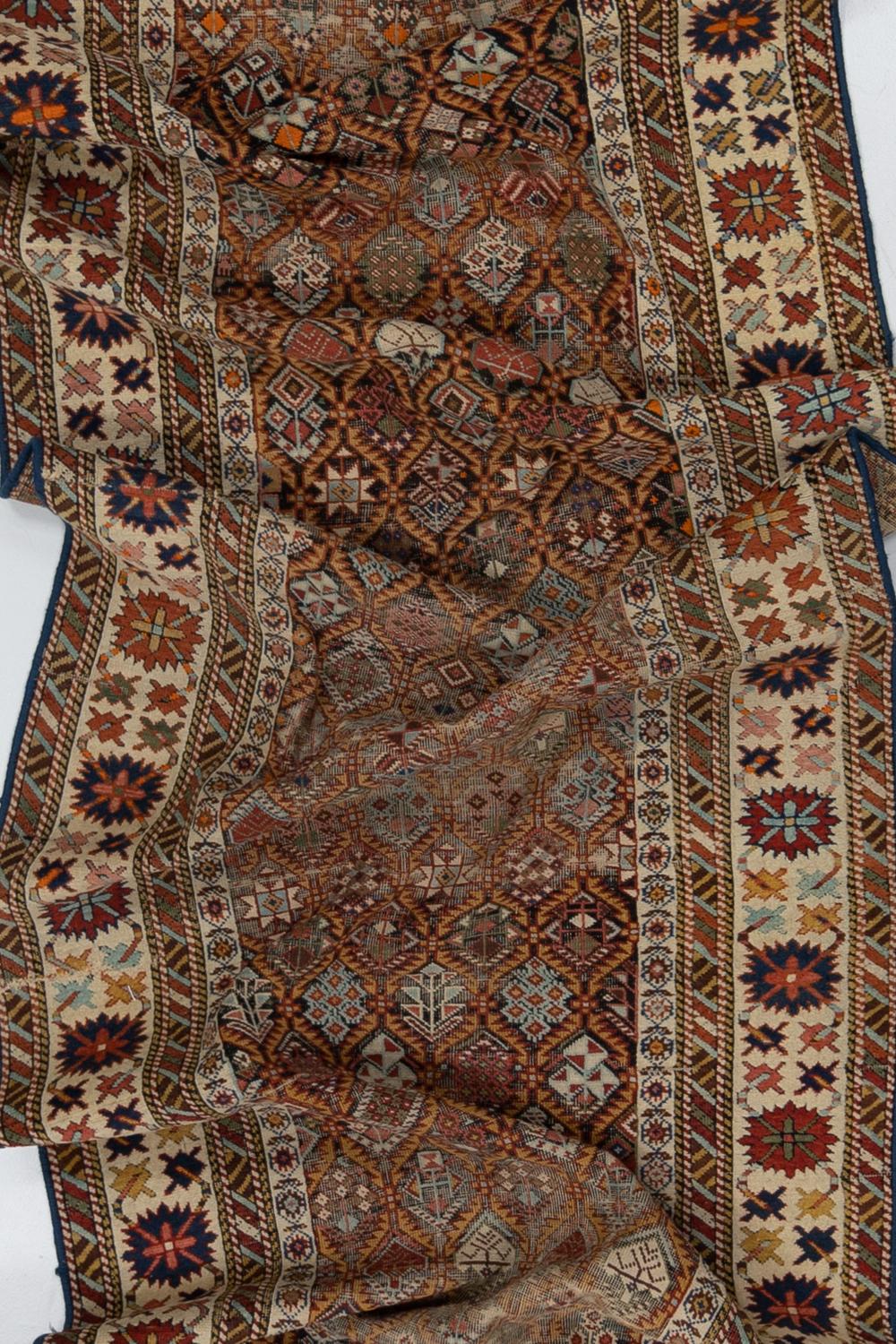Hand-Woven Antique Persian Shirvan Runner Rug For Sale