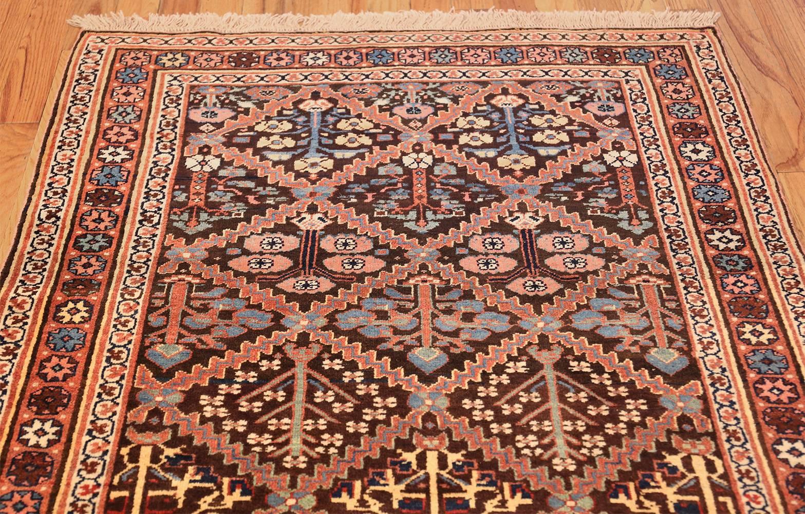 Antique Persian Shrub Design Bidjar Carpet. 4 ft 1 in x 12 ft 6 in For Sale 4