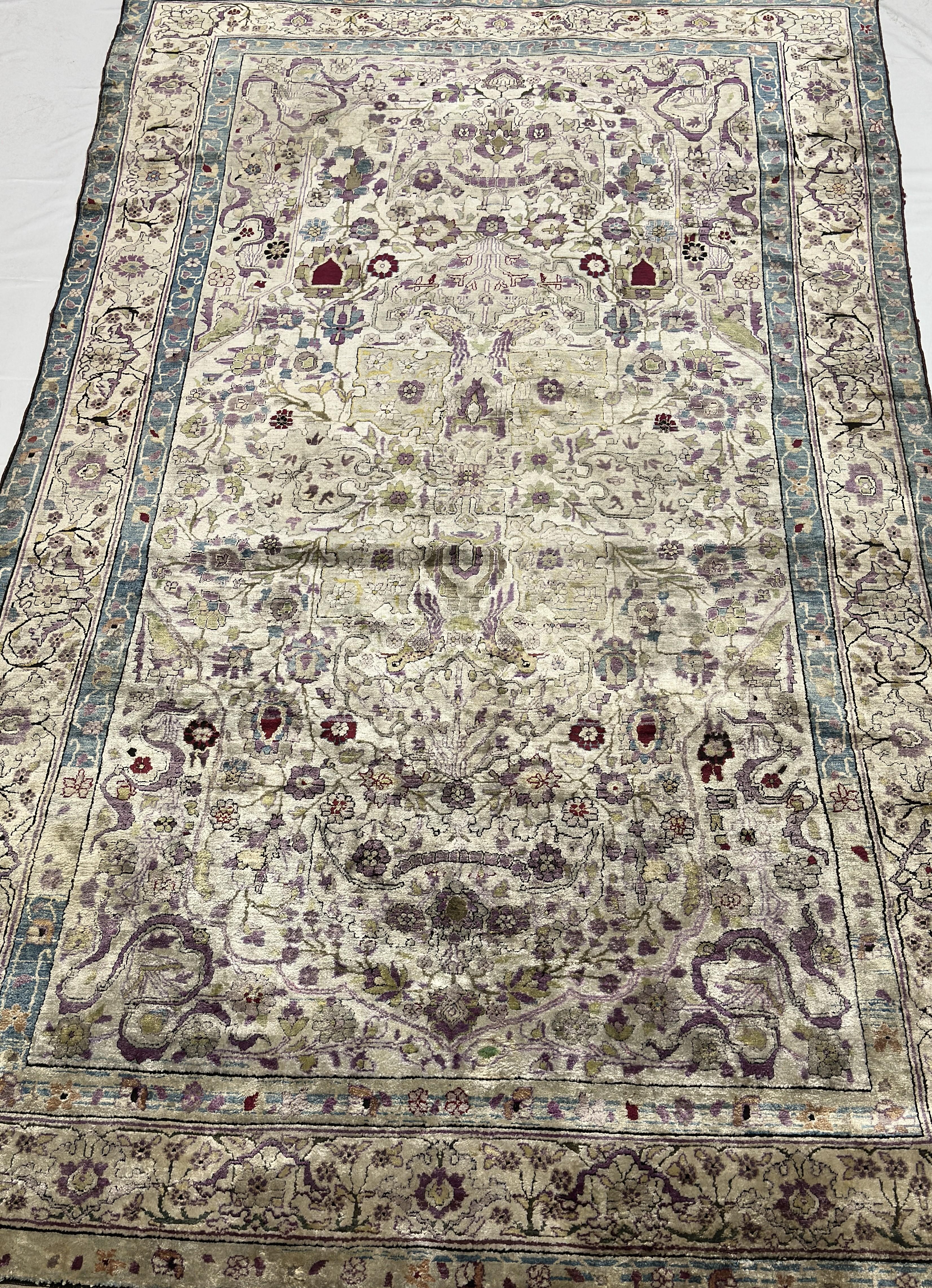 19th Century Antique Persian Silk Farahan Rug 3’11