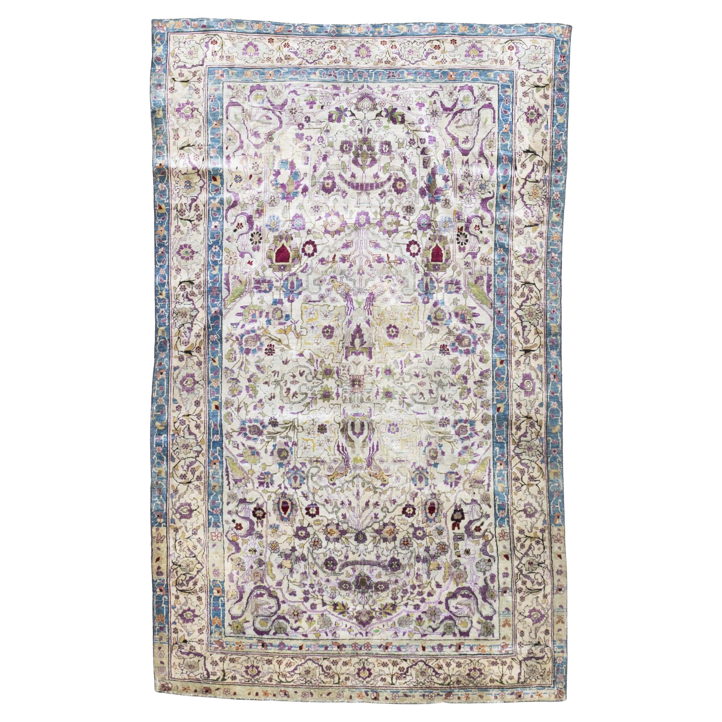 Antique Persian Silk Farahan Rug 3’11" x 6’11" For Sale