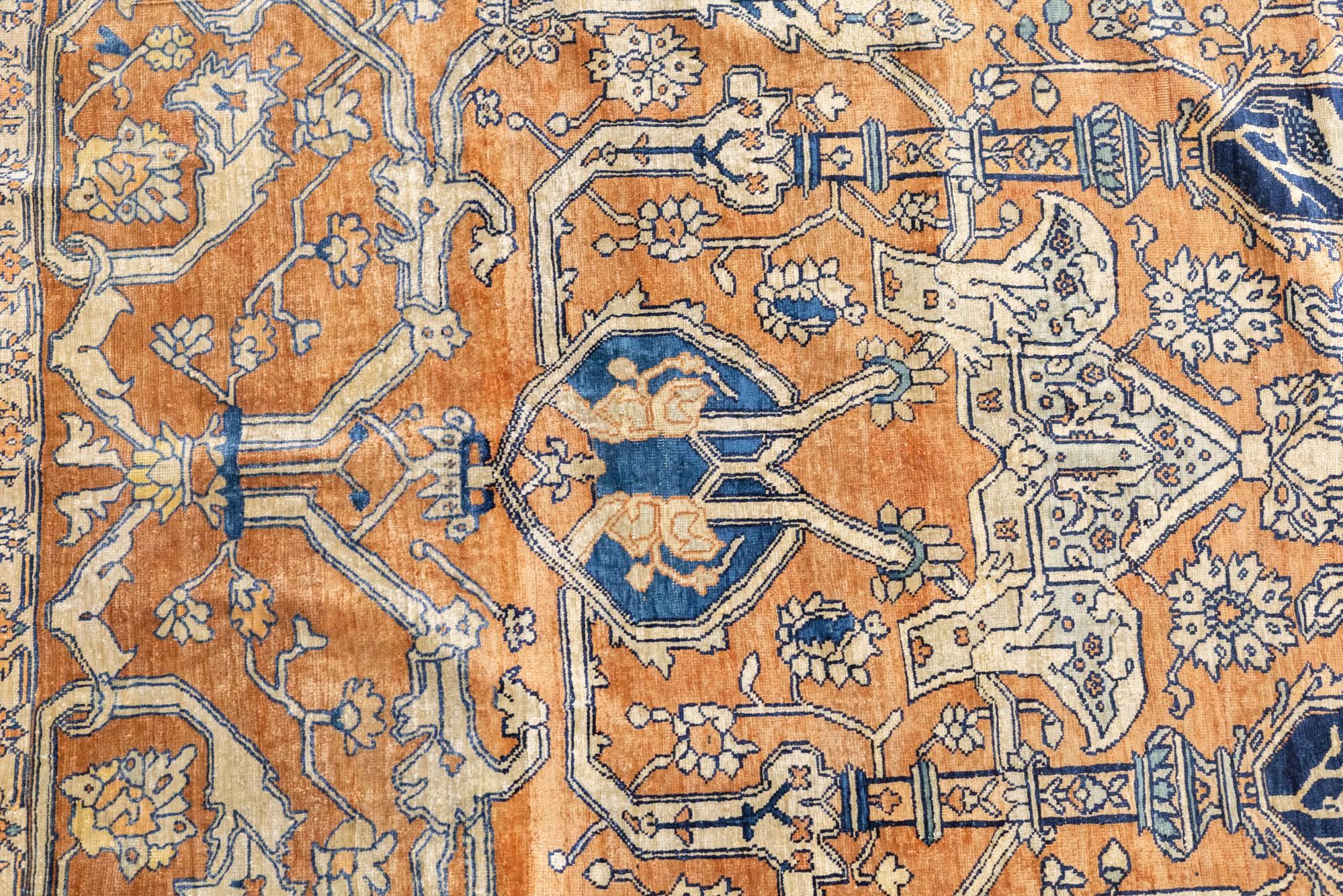 Antike persische Seide Heriz Teppich 4'6