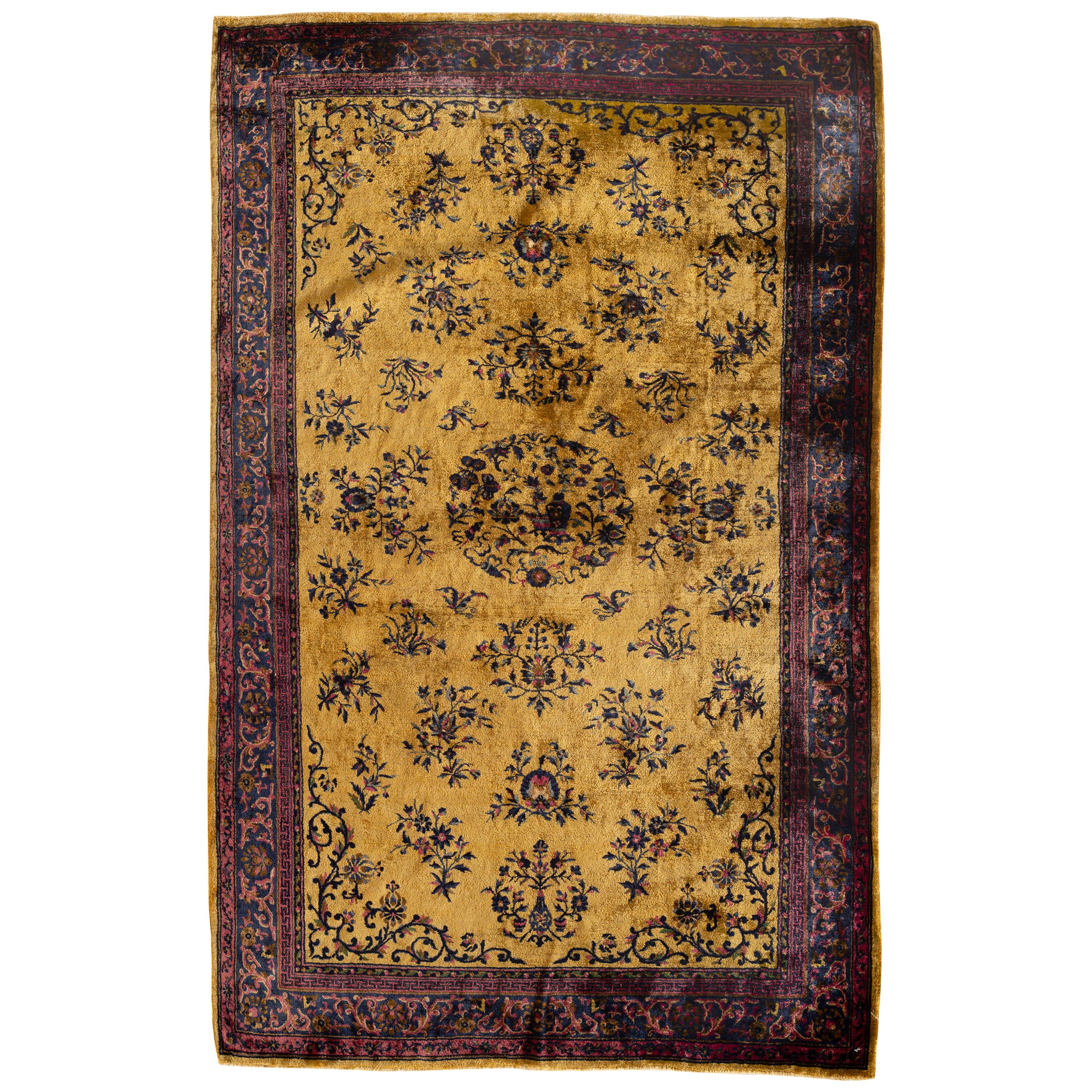 Antique Persian Silk Kashan, circa 1900 For Sale