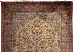 Antique Persian Silk Kashan Pictorial Rug, circa 1900