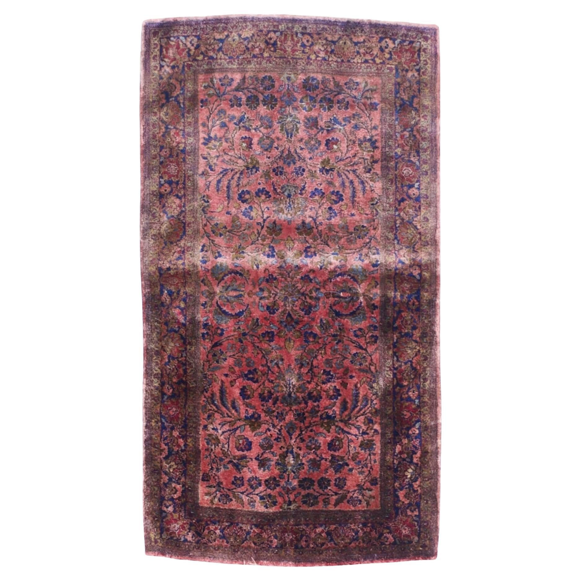 Antique Persian Silk Kashan Rug 2’0" x 3’5” For Sale