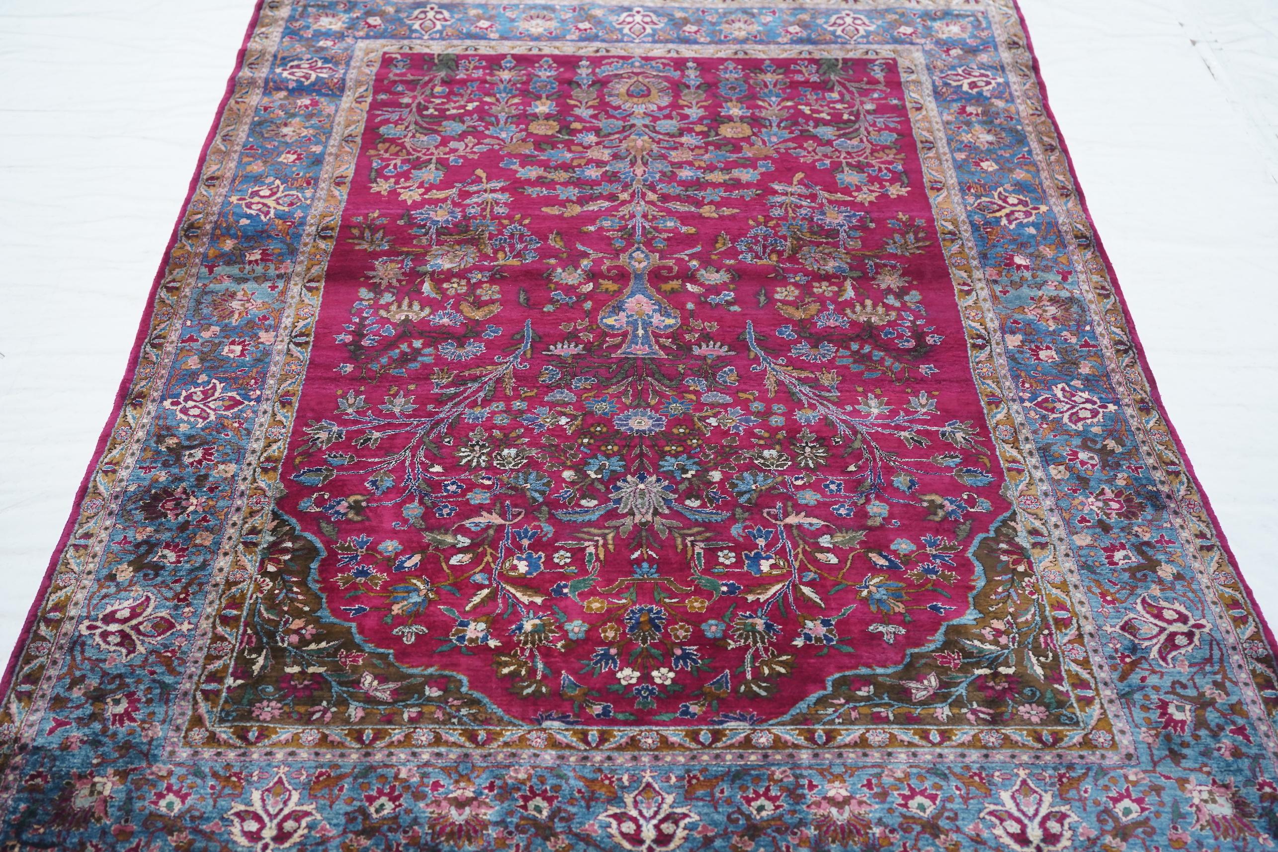 Antique Persian Silk Kashan Rug 4'5'' x 6'6'' For Sale 1