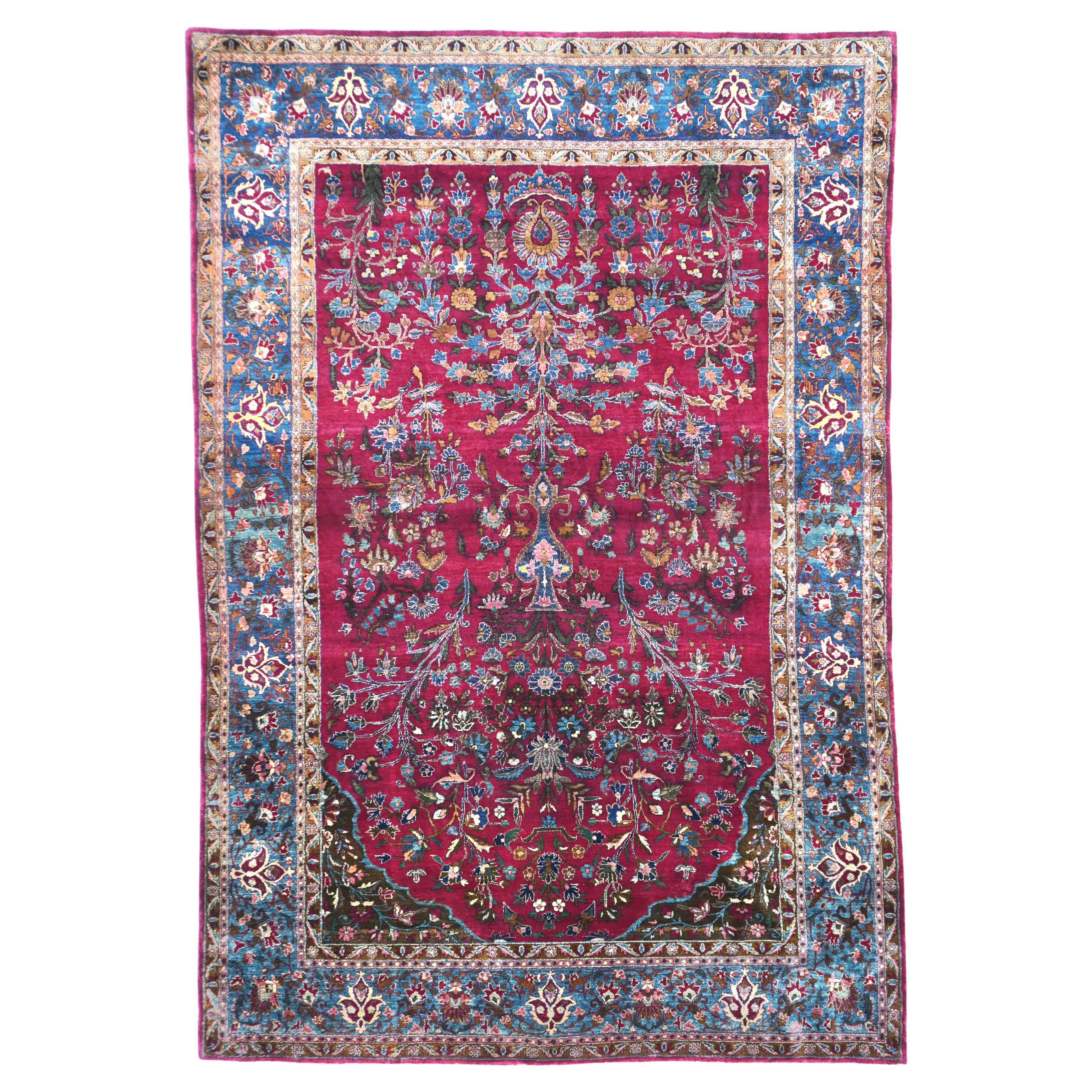 Antique Persian Silk Kashan Rug 4'5'' x 6'6'' For Sale