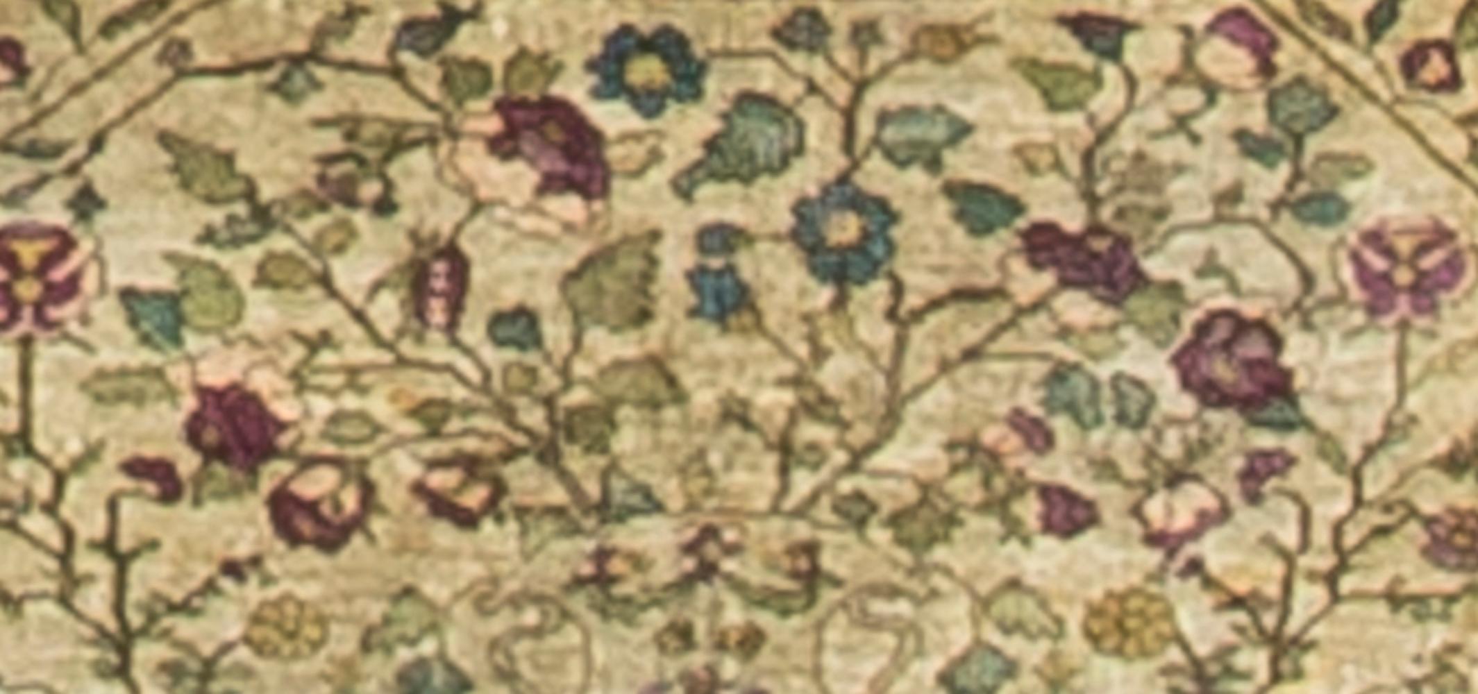 Antiker persischer Seiden-Kaschan-Teppich, um 1900. Ein schöner, sehr fein gewebter Teppich mit einem floral gefüllten zentralen Feld, in dem die Stängel und Blumen in komplizierten Details dargestellt sind. Größe: 1'8 x 2'5.
 