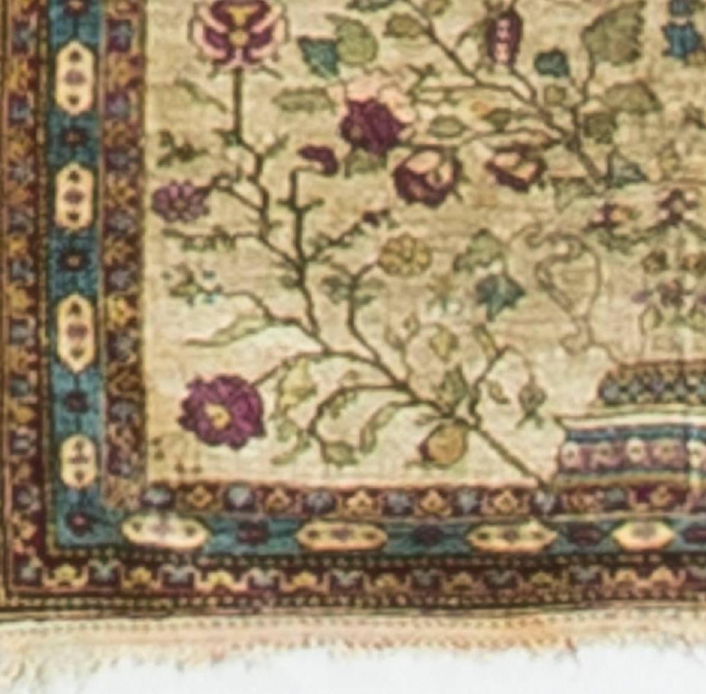 Antique Persian Silk Kashan Rug, circa 1900 In Good Condition For Sale In Secaucus, NJ