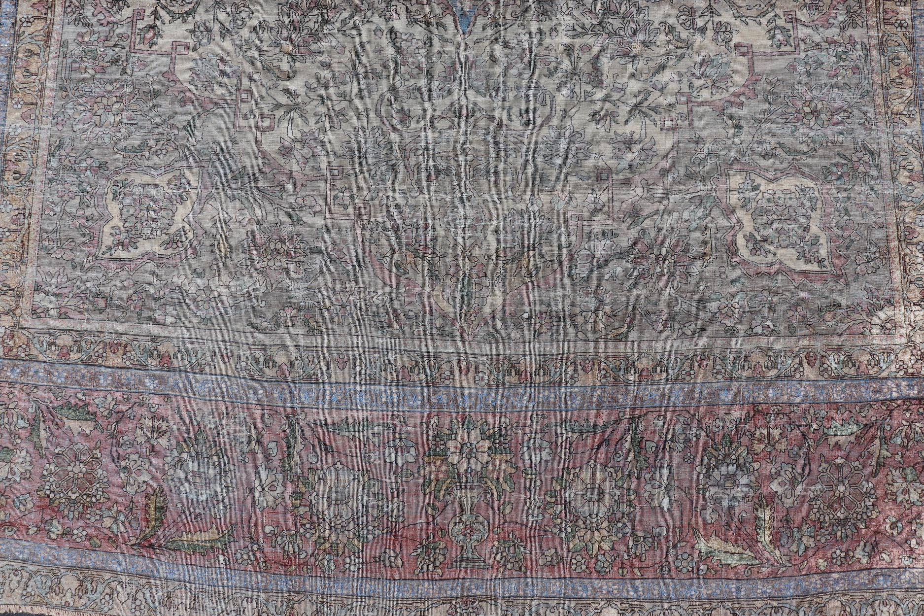 Ancien tapis persan en soie Mohtesham avec médaillon central 7'0 x 10'5 en vente 8