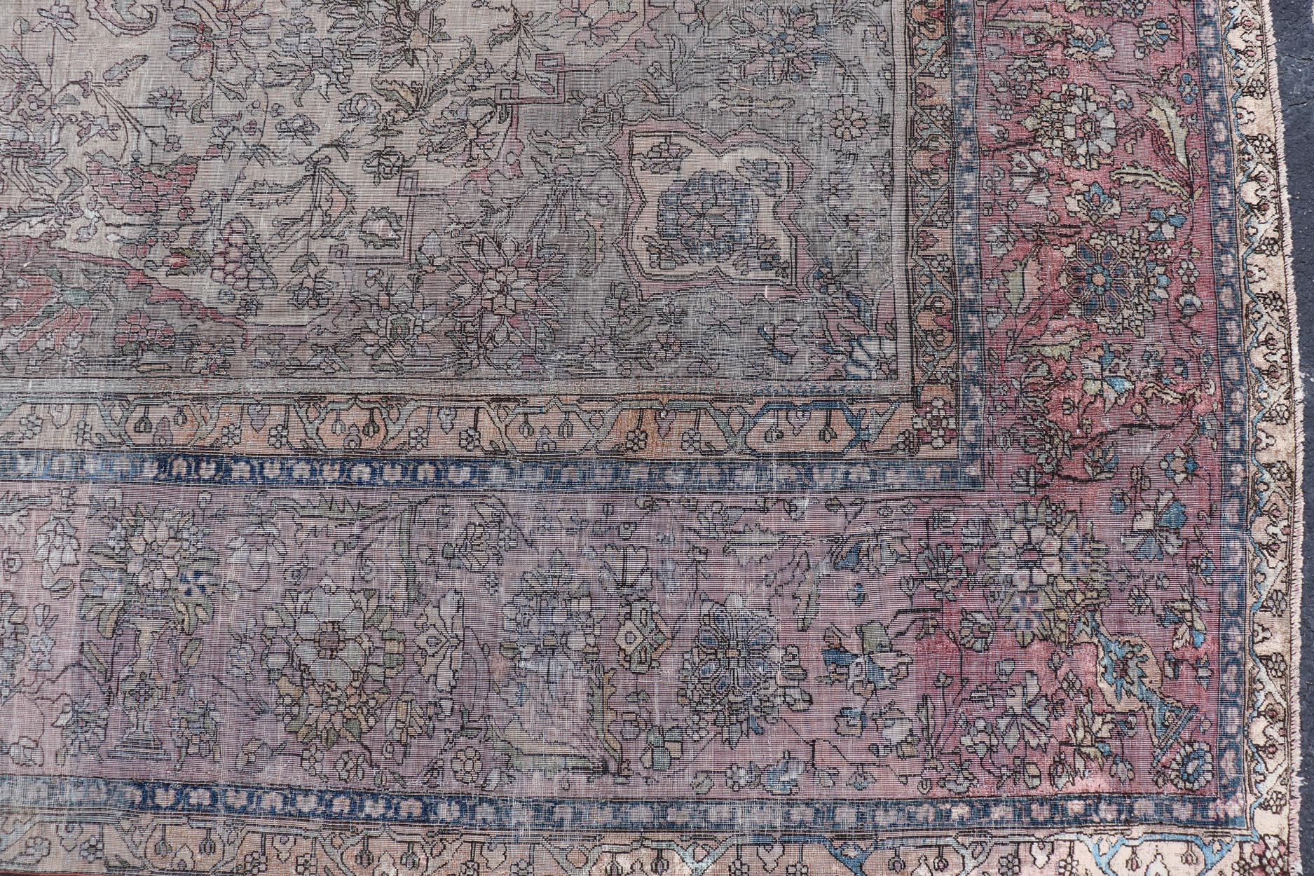 Ancien tapis persan en soie Mohtesham avec médaillon central 7'0 x 10'5 en vente 10