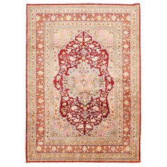 Antiker persischer Seiden-Tabriz-Teppich aus Täbris. 4 ft 2 in x 5 ft 7 in