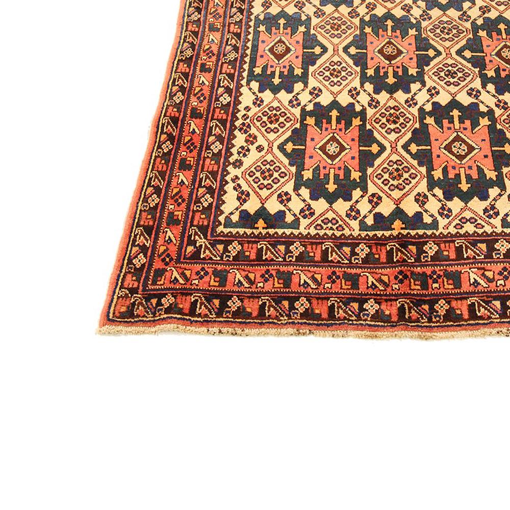 Hand-Woven Antique Persian Sirjan Rug with Black and Red Geometric Medallions For Sale