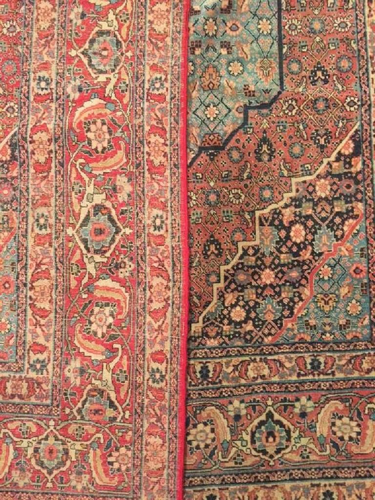 Antiker persischer Himmelblauer Täbris-Teppich, um 1870, 8'5 x 11'9 cm (Tabriz) im Angebot