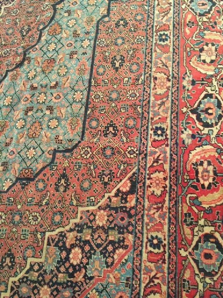 Antiker persischer Himmelblauer Täbris-Teppich, um 1870, 8'5 x 11'9 cm (Handgewebt) im Angebot