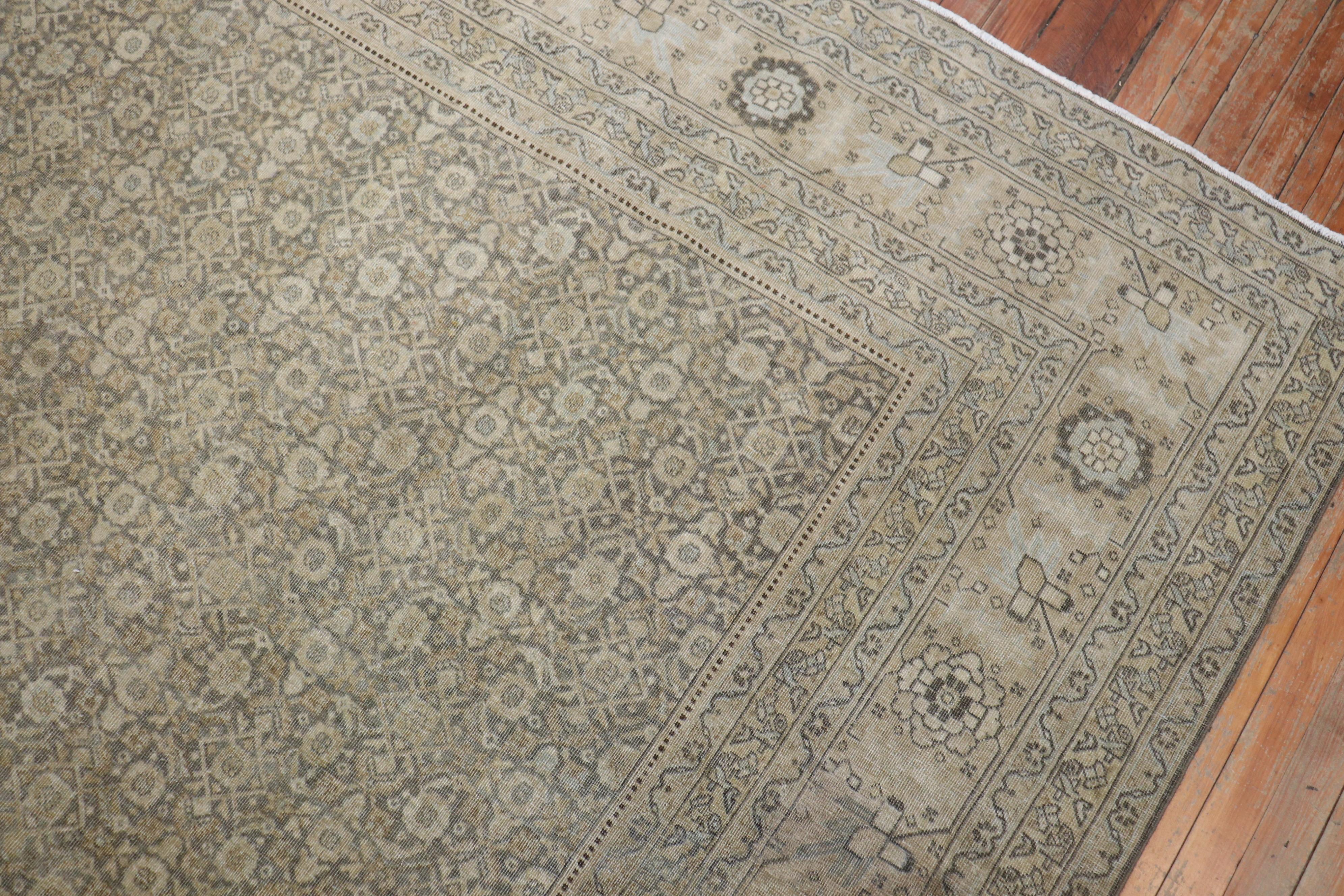 Antique Persian Slate Gray Tabriz Carpet For Sale 4