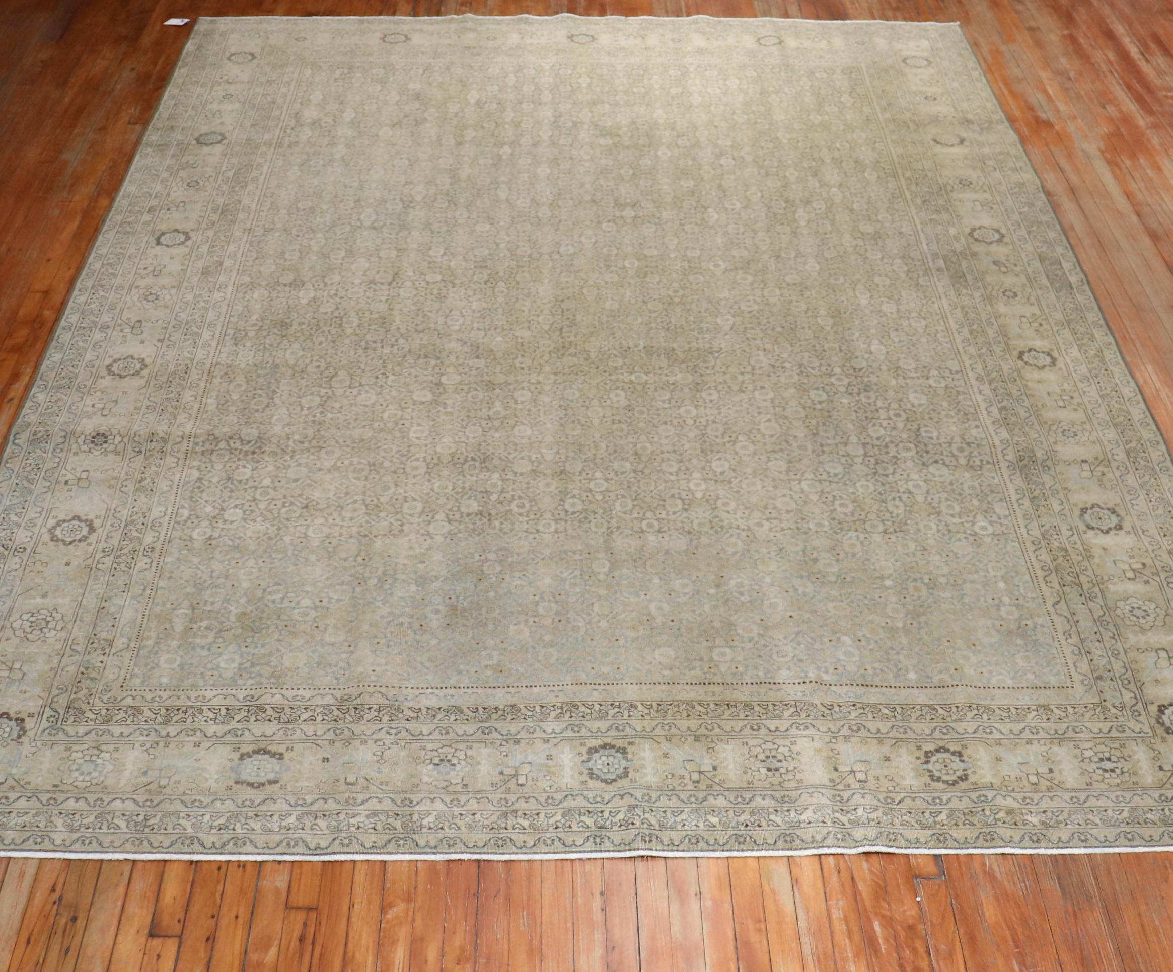 Antique Persian Slate Gray Tabriz Carpet For Sale 6
