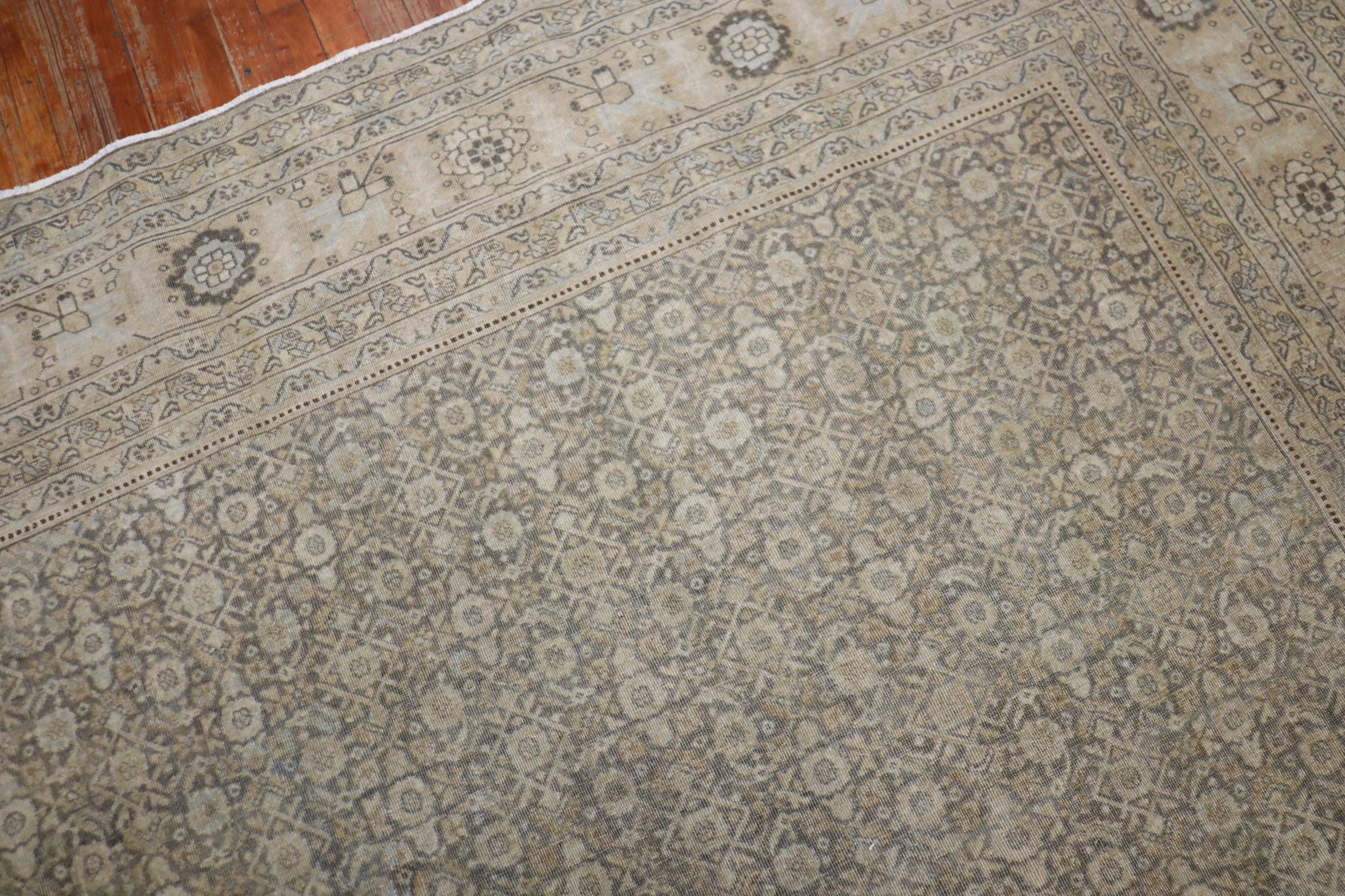 American Classical Antique Persian Slate Gray Tabriz Carpet For Sale