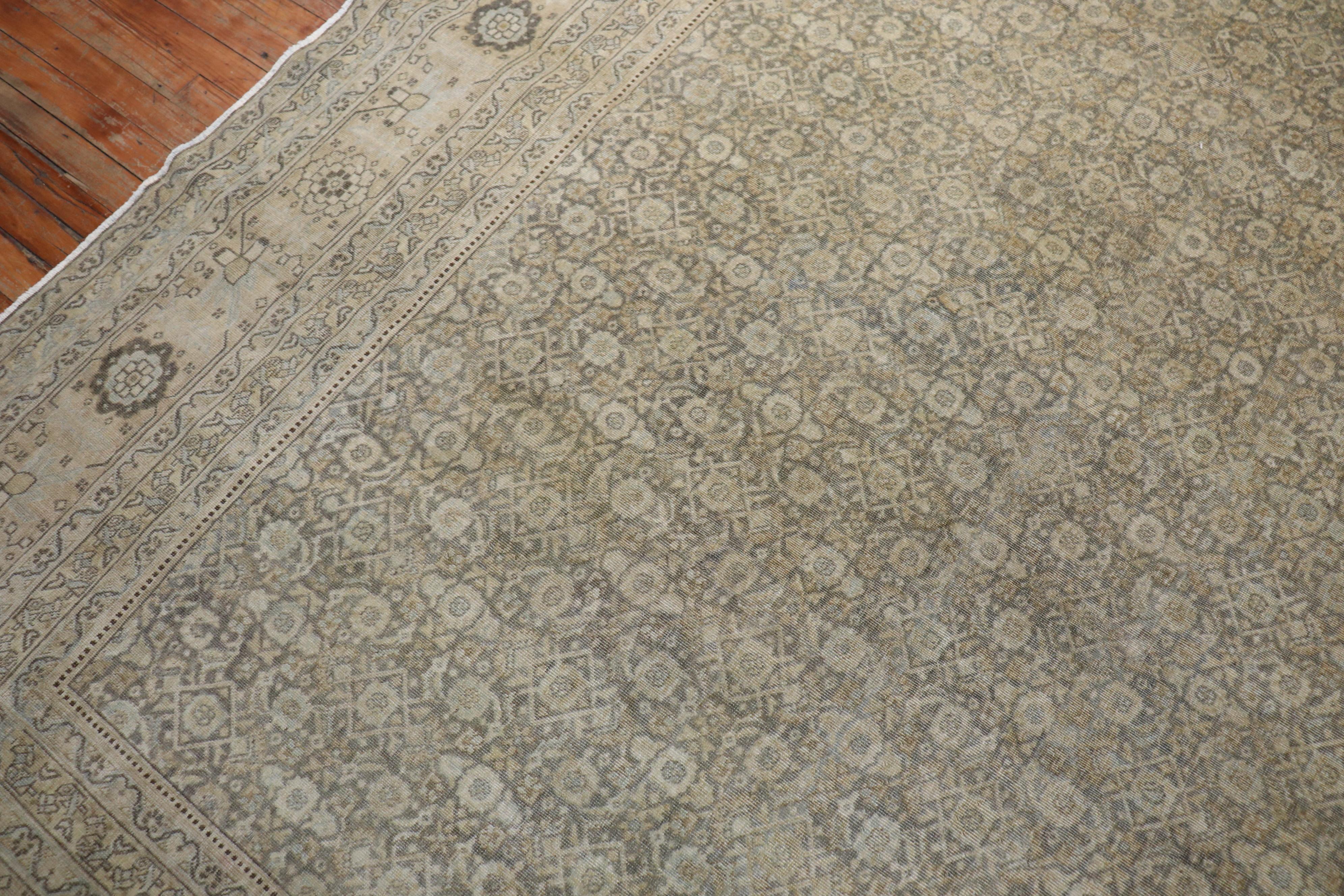 20th Century Antique Persian Slate Gray Tabriz Carpet For Sale