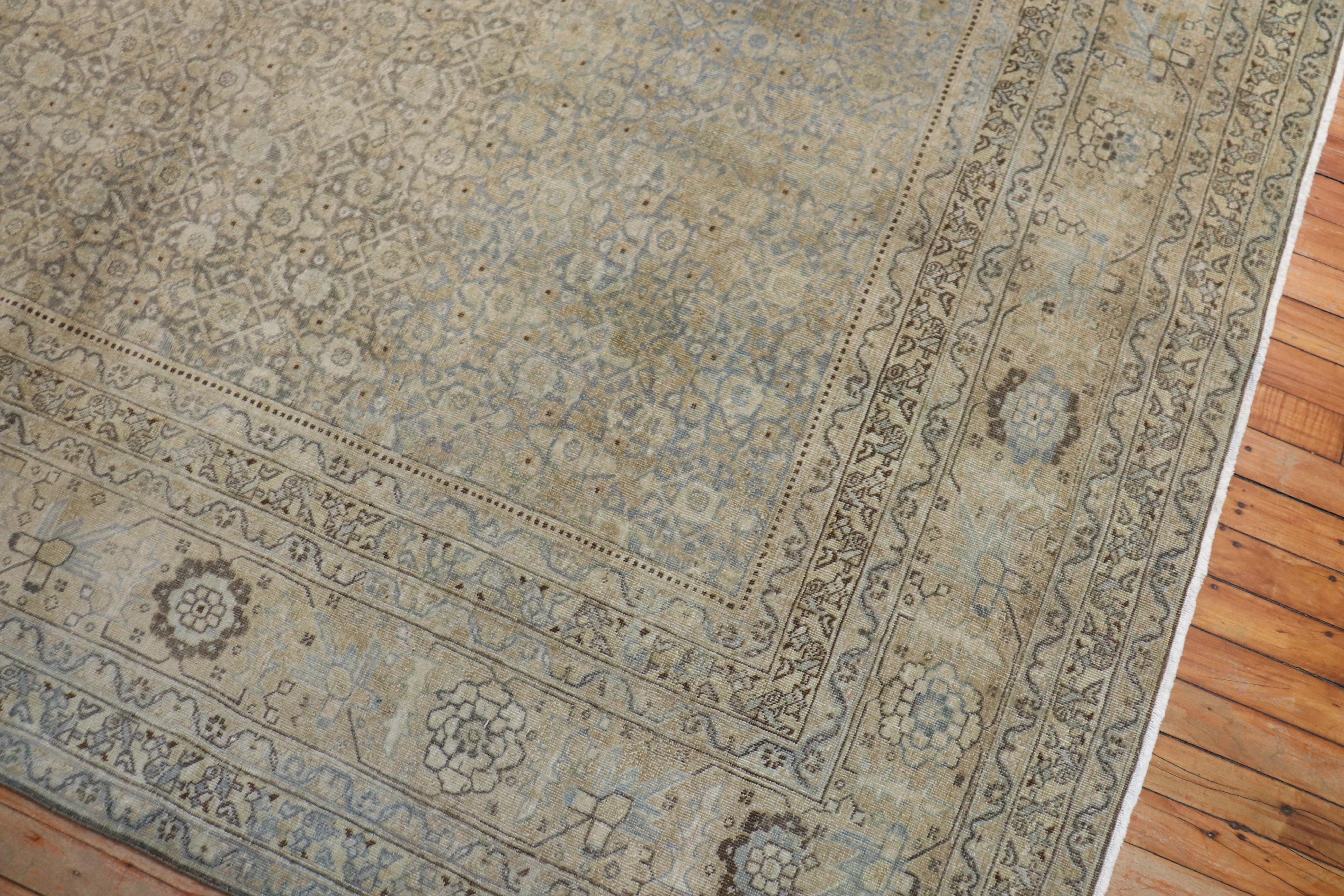 Antique Persian Slate Gray Tabriz Carpet For Sale 2