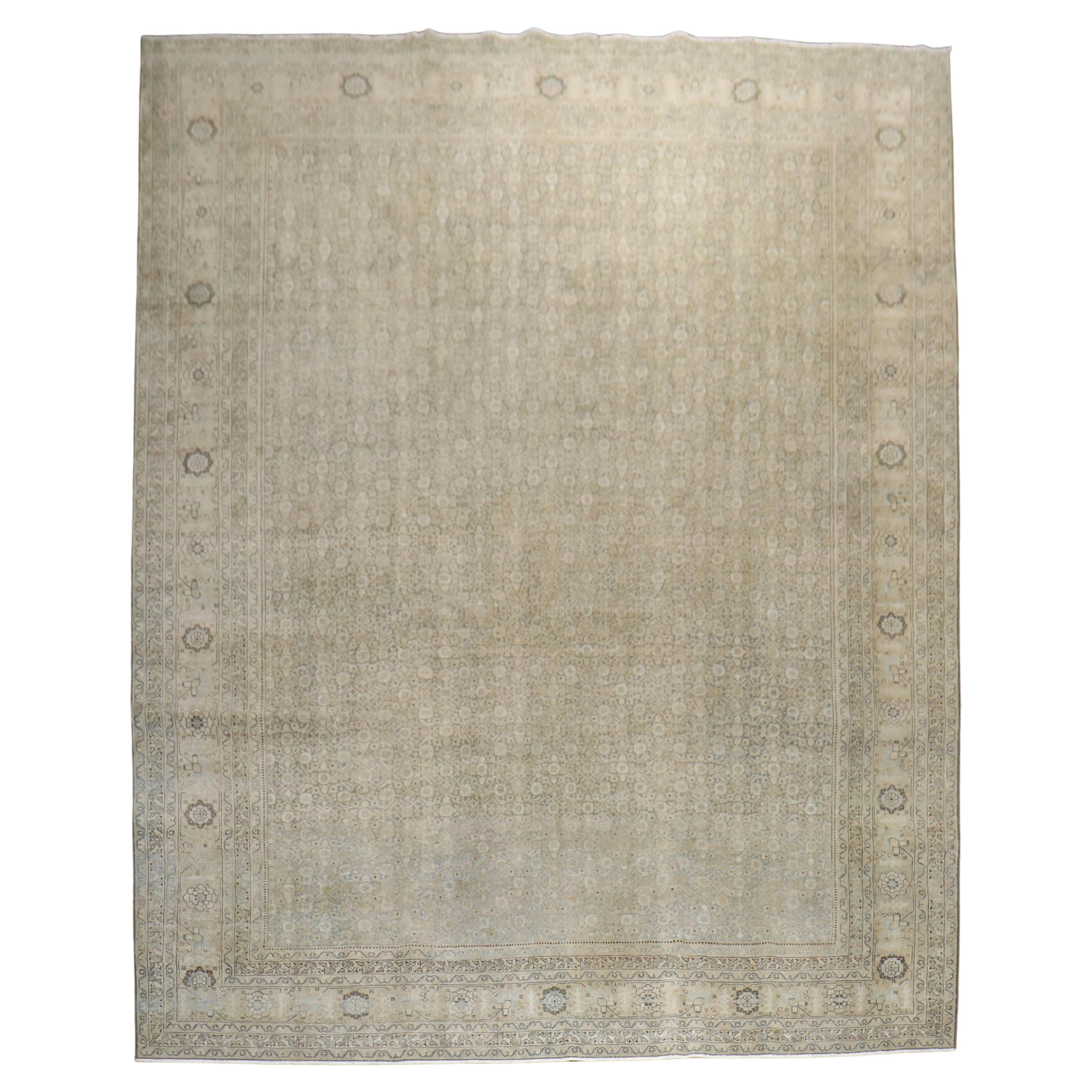 Antique Persian Slate Gray Tabriz Carpet For Sale