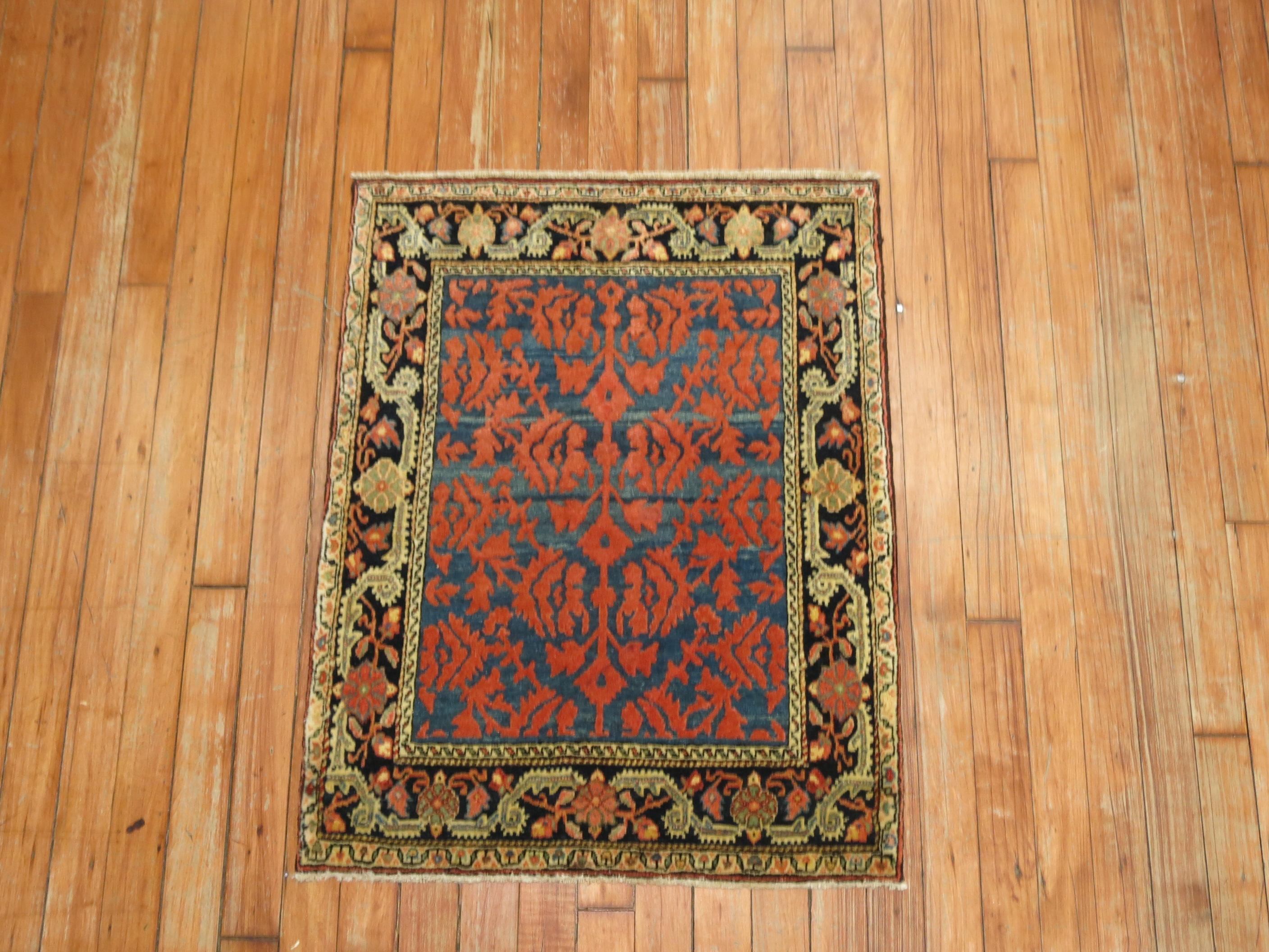 An early 20th century Souf carpet woven somewhere in Iran. 

Souf rugs are very rare technique found as they have a raised low and high pile technique. They are popular in Iran and little understood elsewhere except by Persians and people who