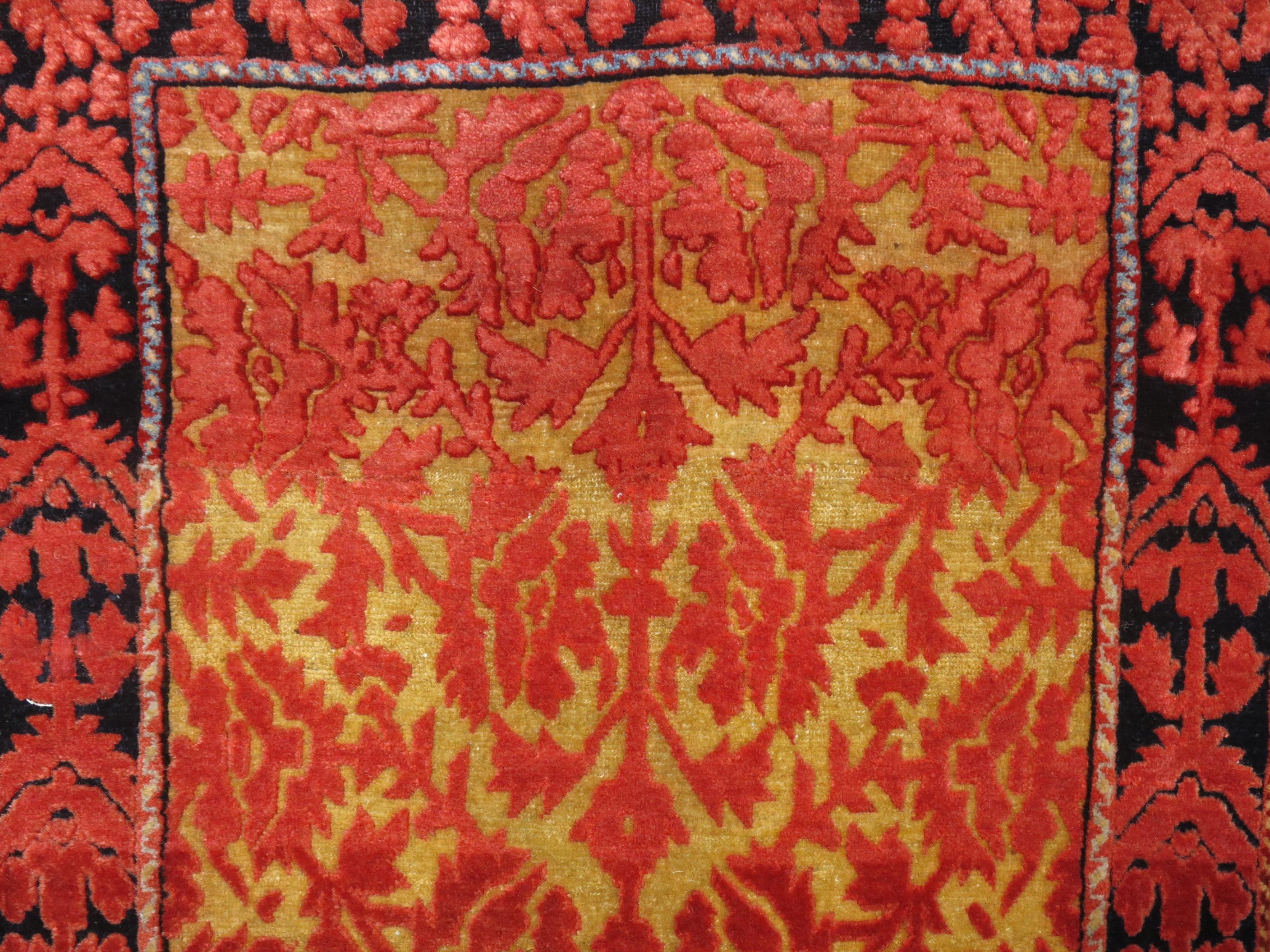 Hand-Carved Antique Persian Souf Rug For Sale