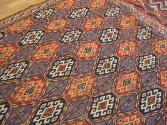 1900s Purple Diamond Tribal Antique Persian Soumak Rug 6'4" x 10'9" Carpet Wool