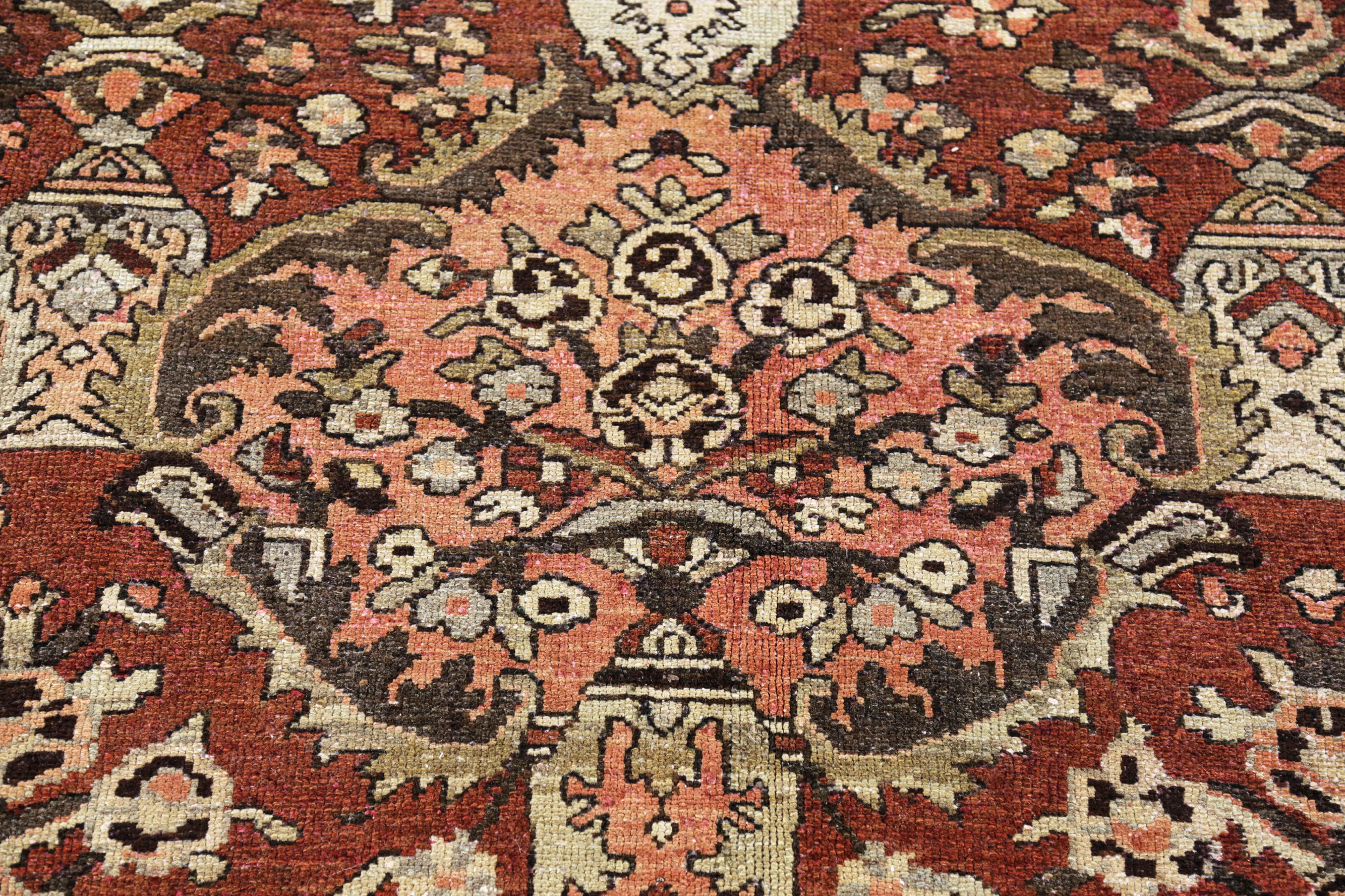 Hand-Woven Antique Persian Square Rug Bakhtiar Design For Sale
