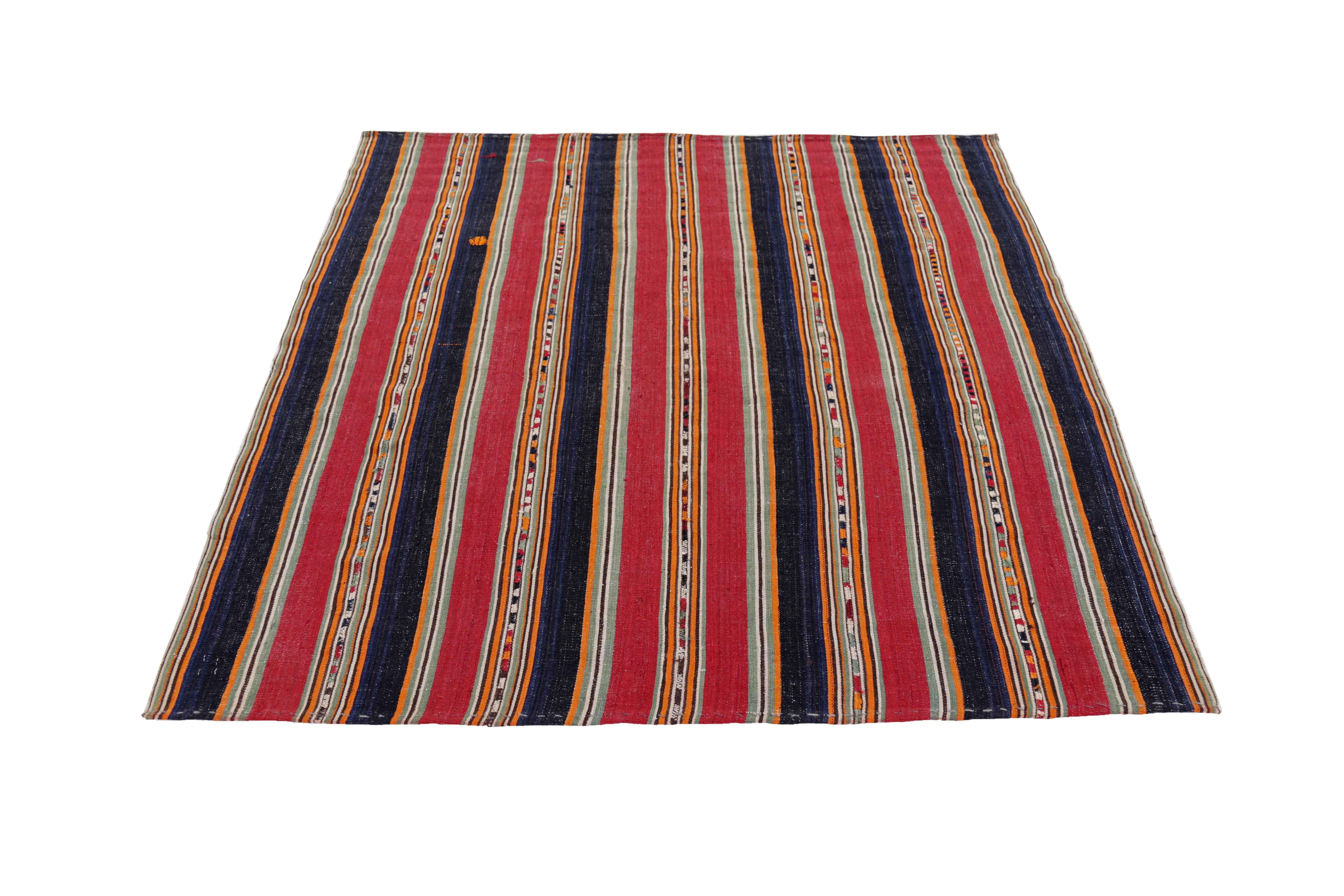 Antique Persian square rug handwoven from the finest sheep’s wool. It’s colored with all-natural vegetable dyes that are safe for humans and pets. It’s a traditional Jajm design handwoven by expert artisans. It’s a lovely square rug that can be