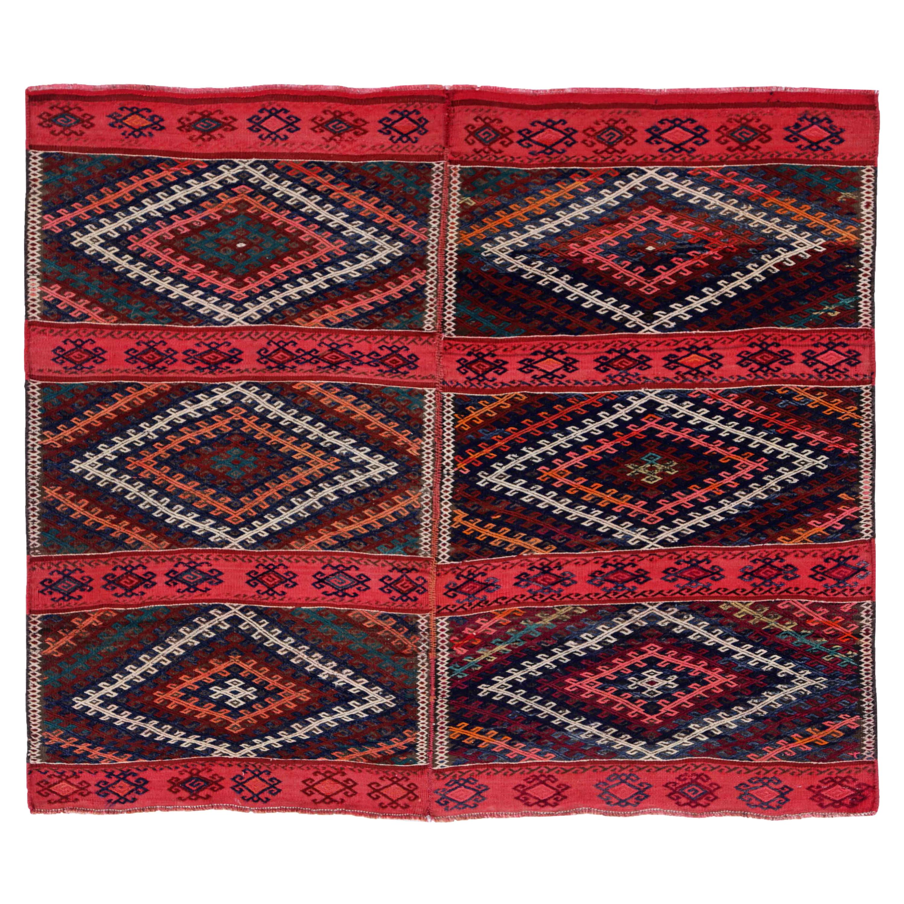 Antique Persian Square Rug Kilim Design