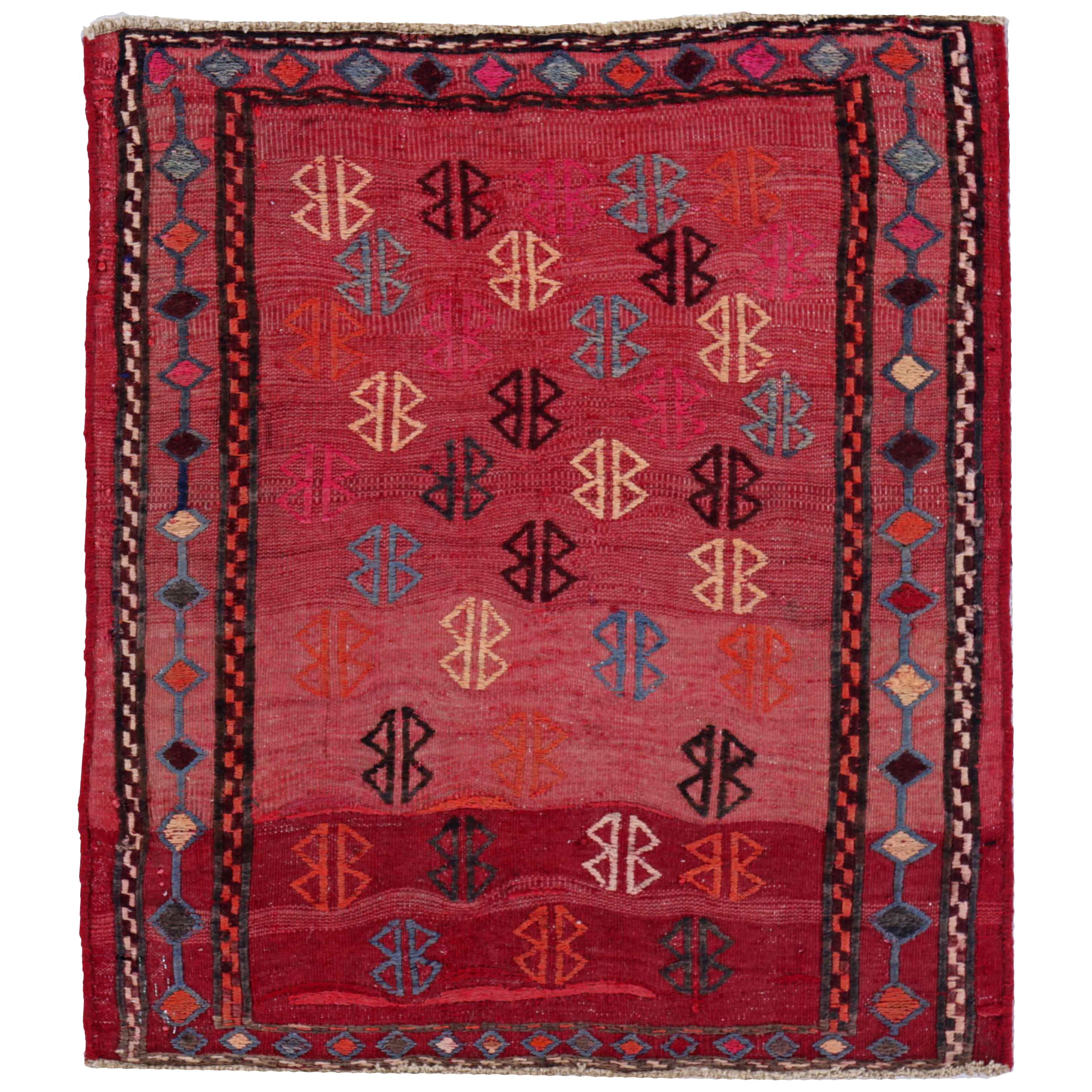 Antique Persian Square Rug Kilim Design